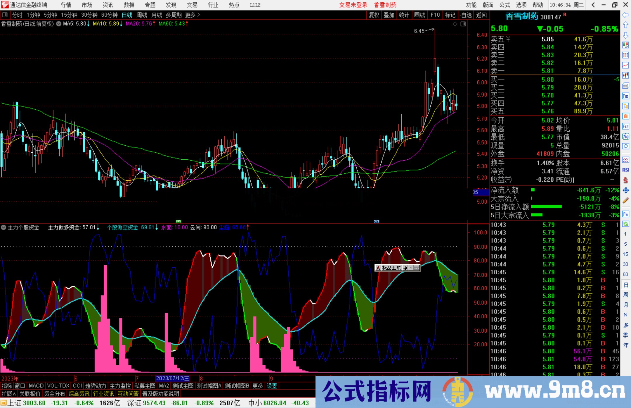 通达信主力个股资金指标公式源码副图