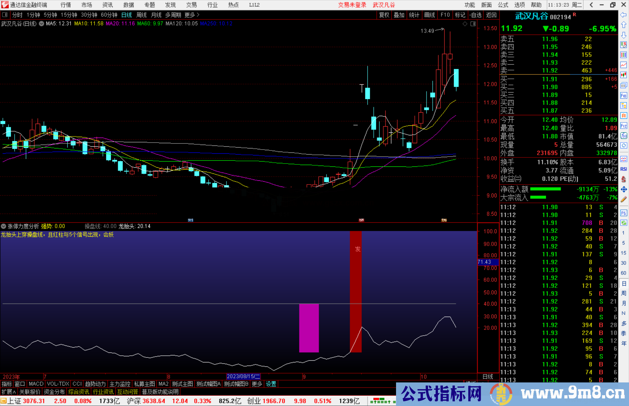 通达信涨停力度分析指标公式源码副图