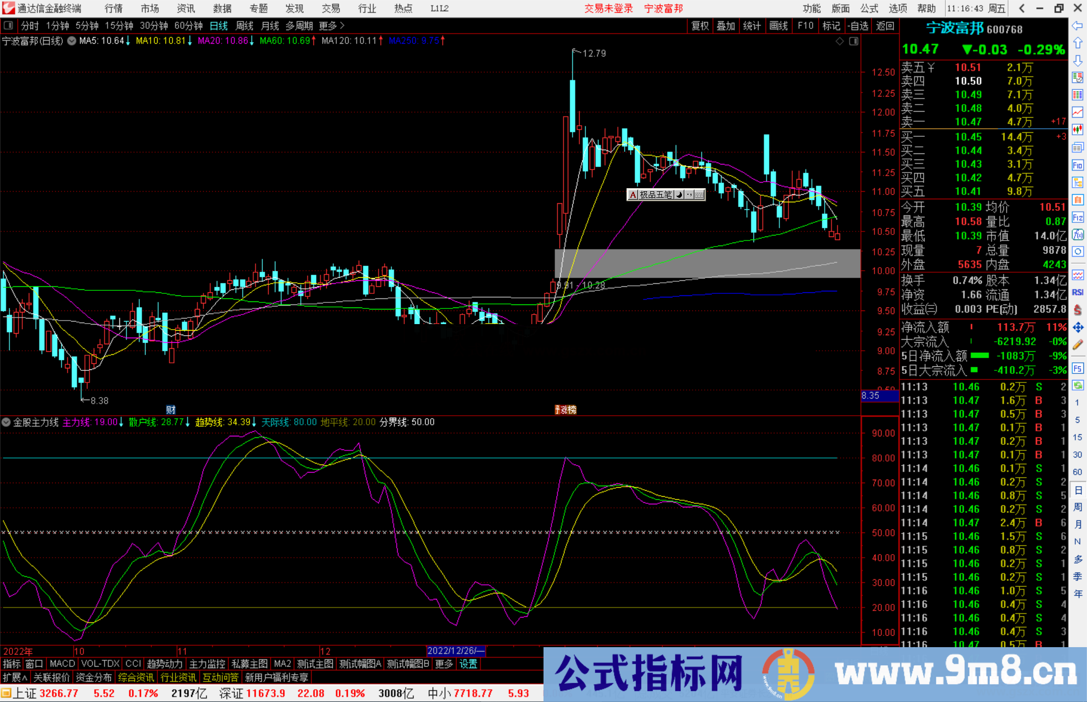 通达信金股主力线指标公式源码