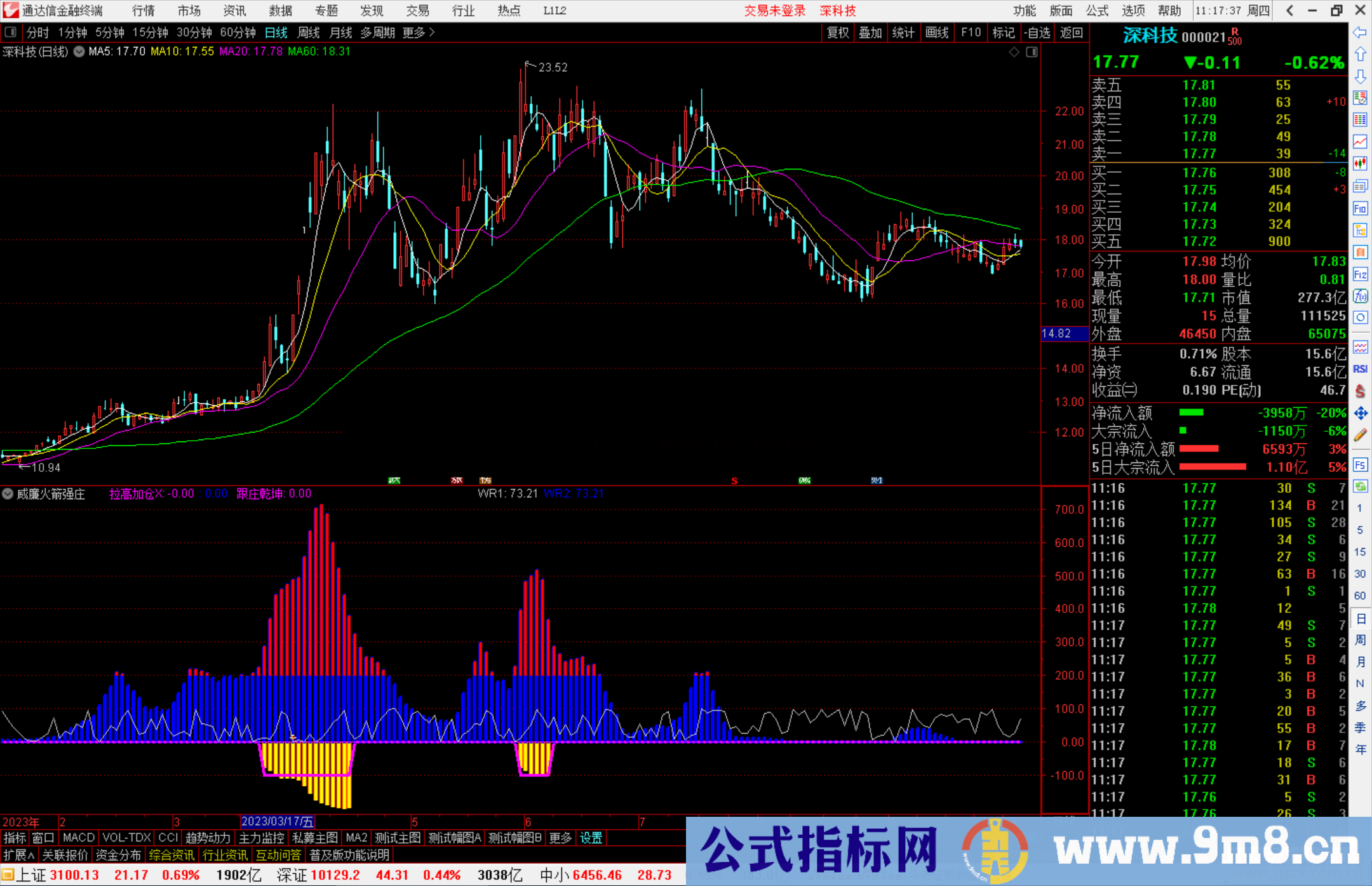 通达信威廉火箭强庄指标公式源码