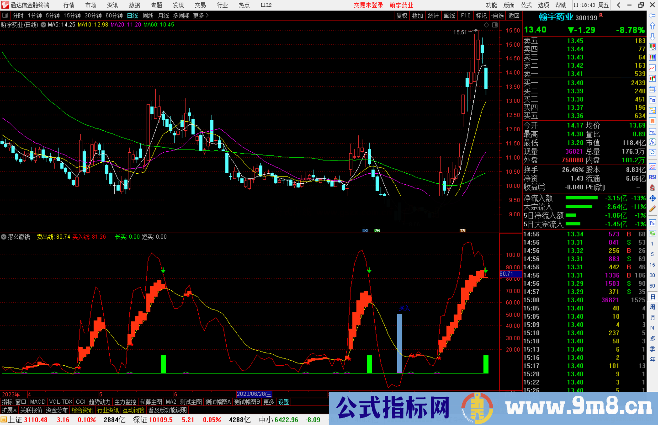 通达信愚公赢钱指标公式源码副图