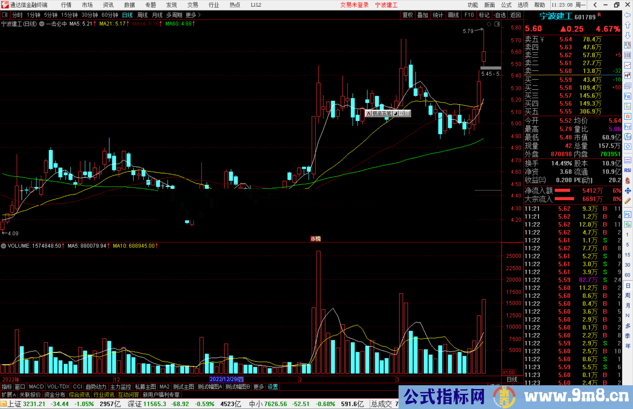 通达信一击必中主图指标公式源码