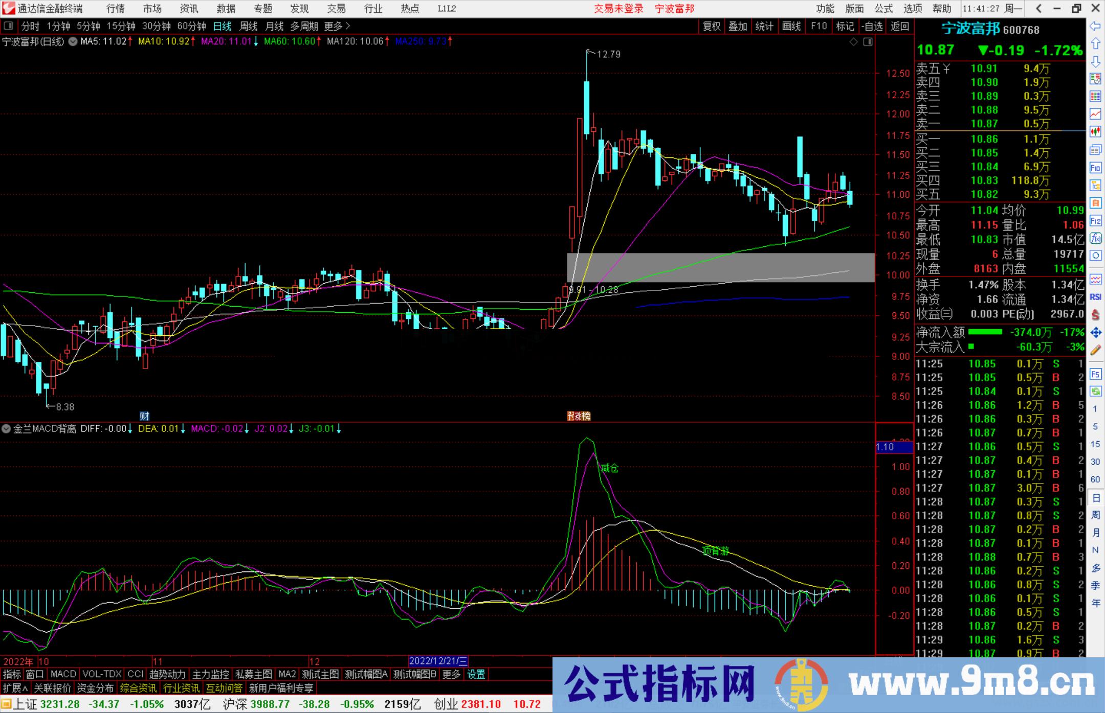 通达信金兰MACD背离指标公式源码