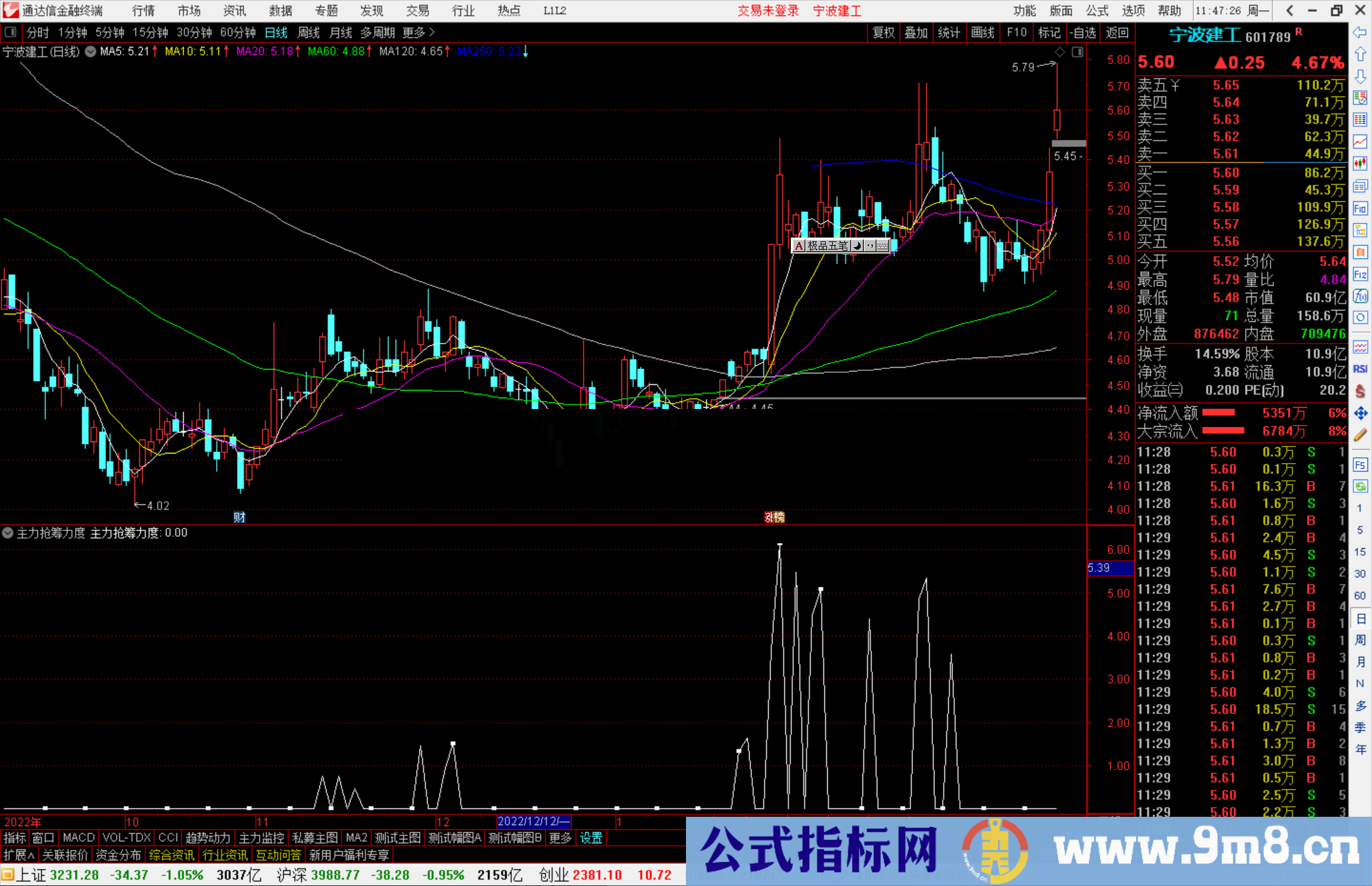 通达信主力抢筹力度指标公式源码