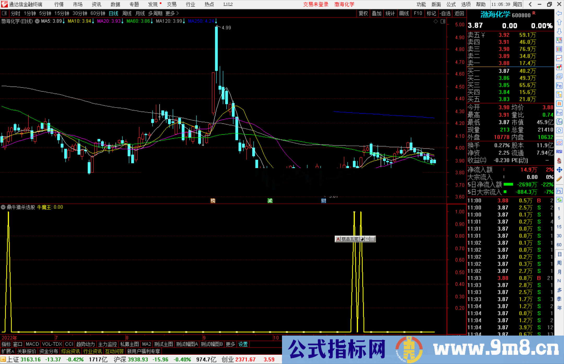 通达信鼎牛猎杀选股指标公式源码副图