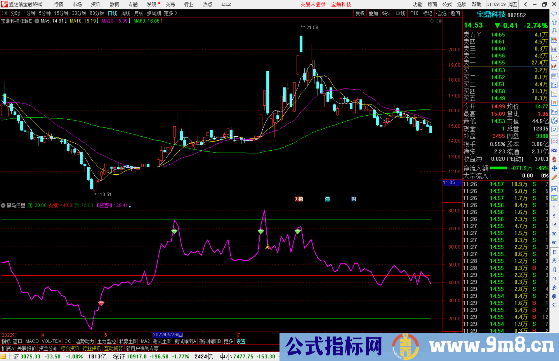 通达信黑马倍量指标公式源码副图