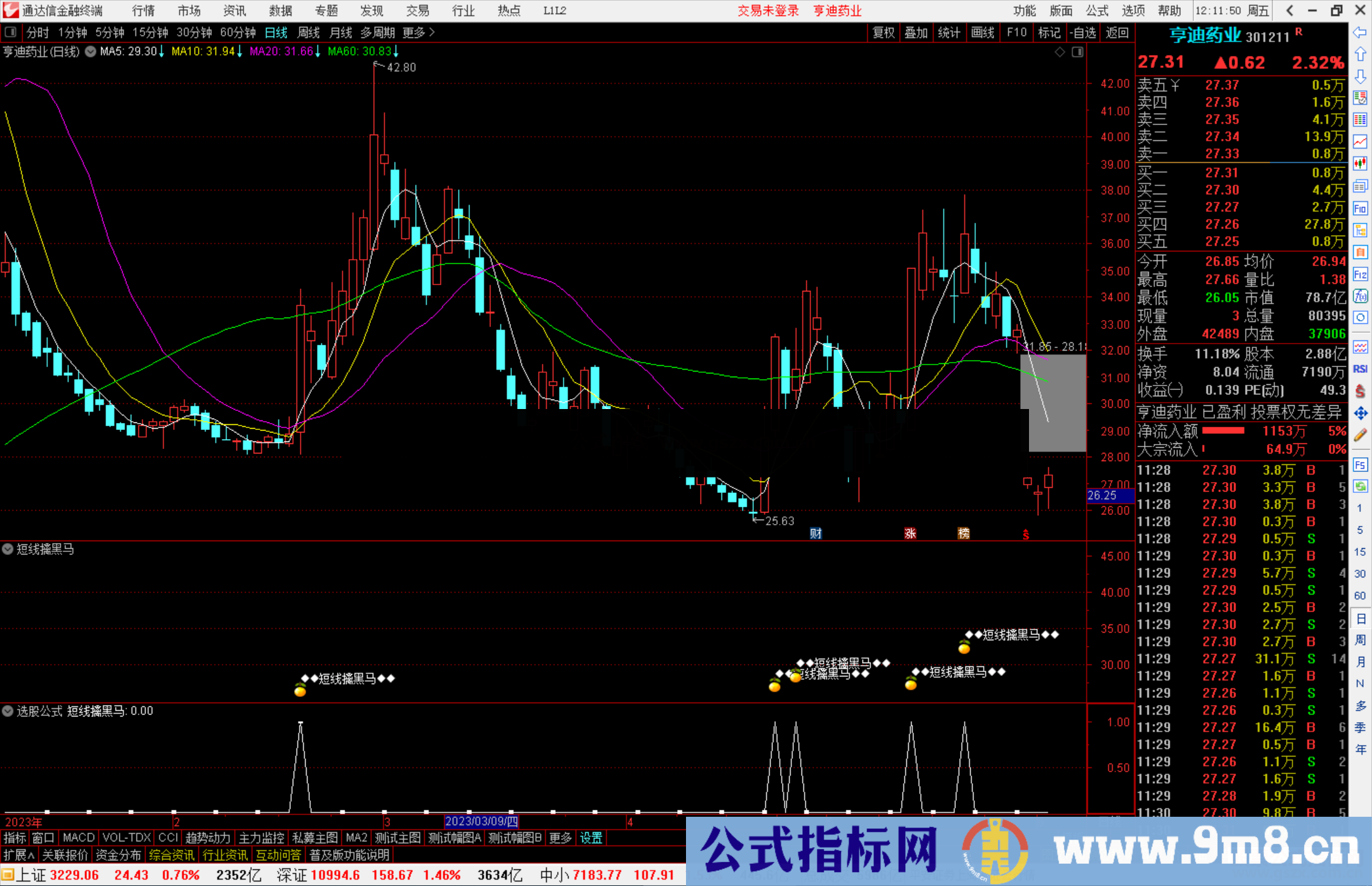 通达信短线擒黑马副图指标公式源码