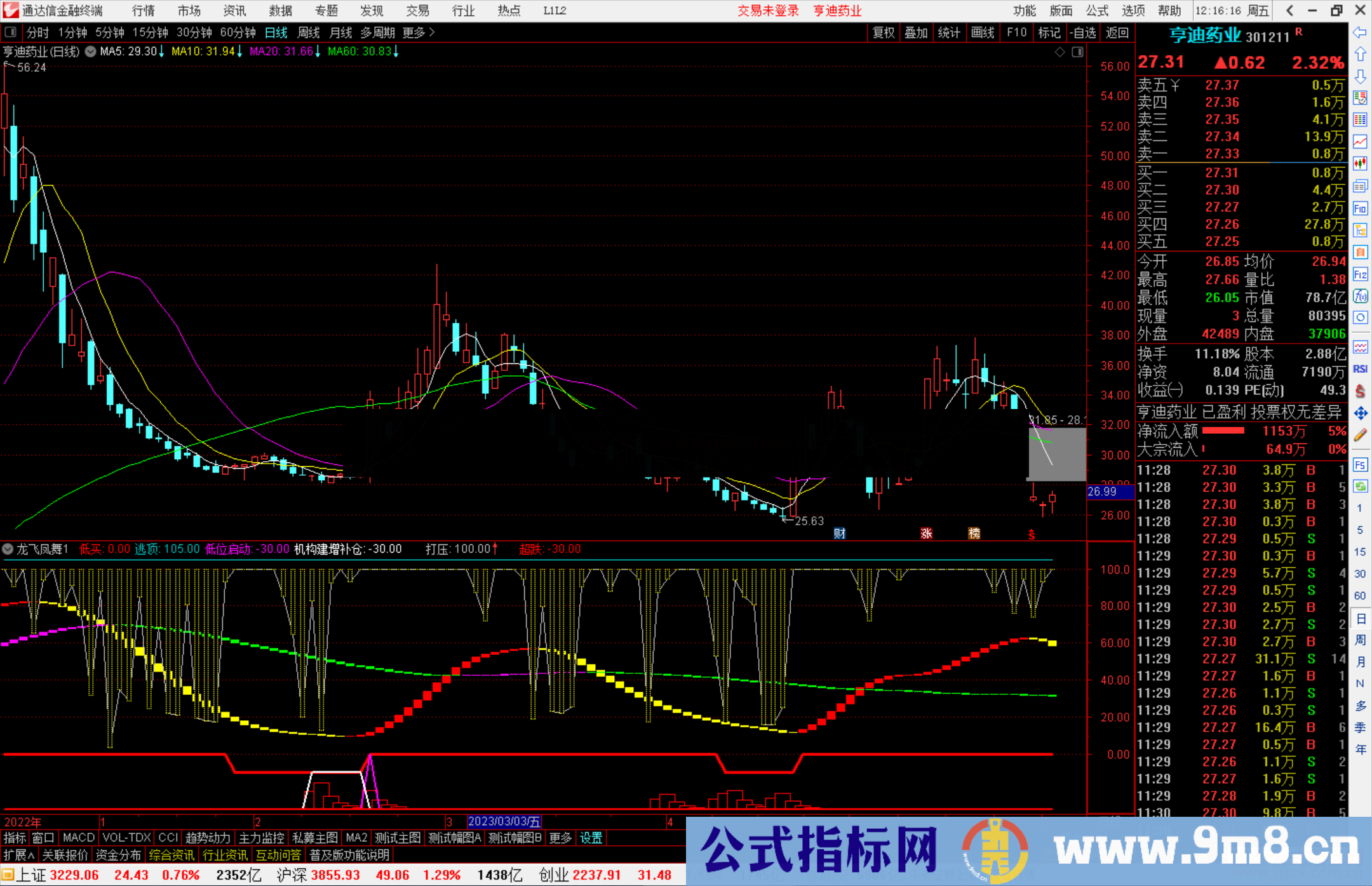 通达信龙飞凤舞副图指标+选股公式开源