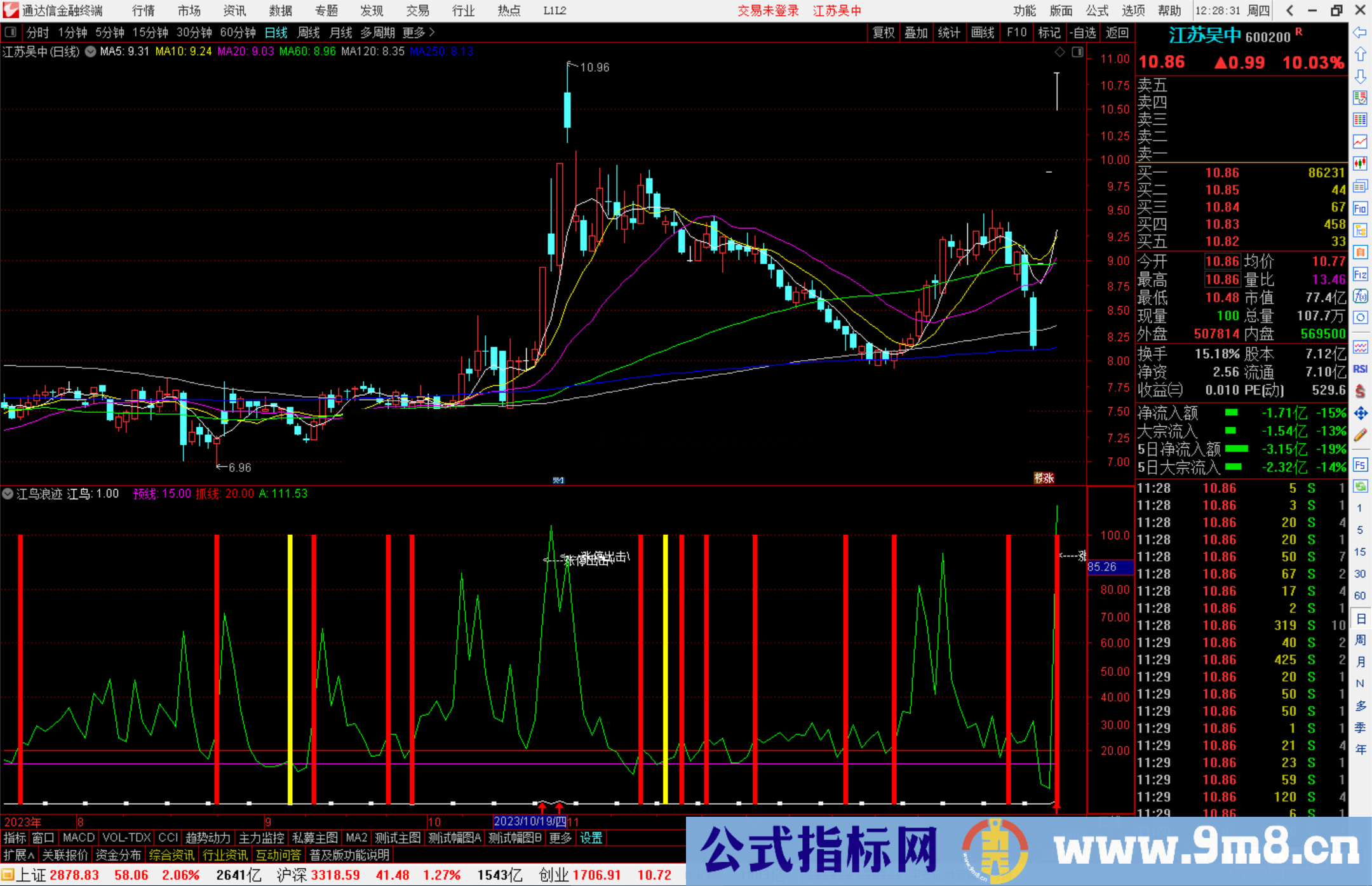 通达信江鸟浪迹副图源码