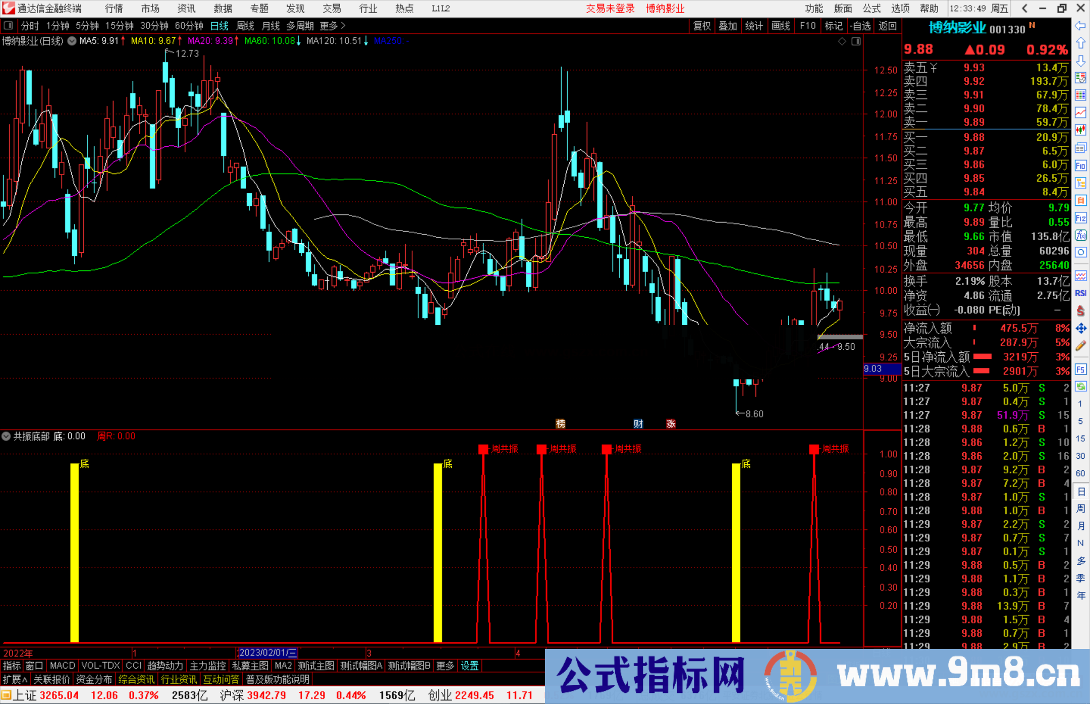 通达信共振底部指标公式源码副图