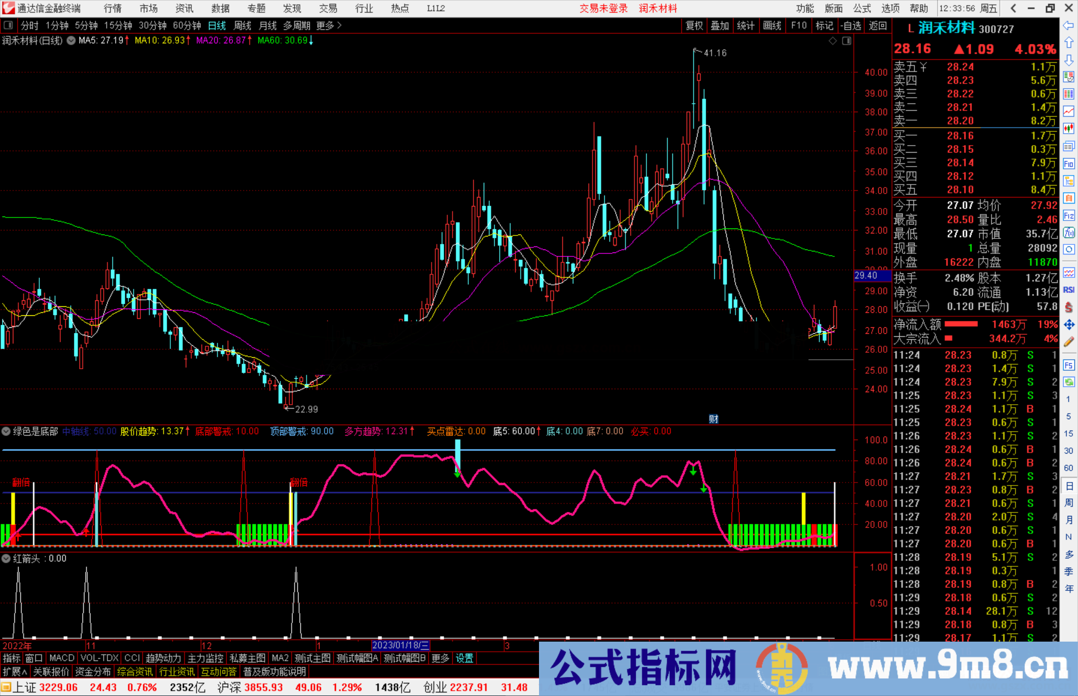 通达信翻倍指标，绿色是底部 蓝色是顶部源码