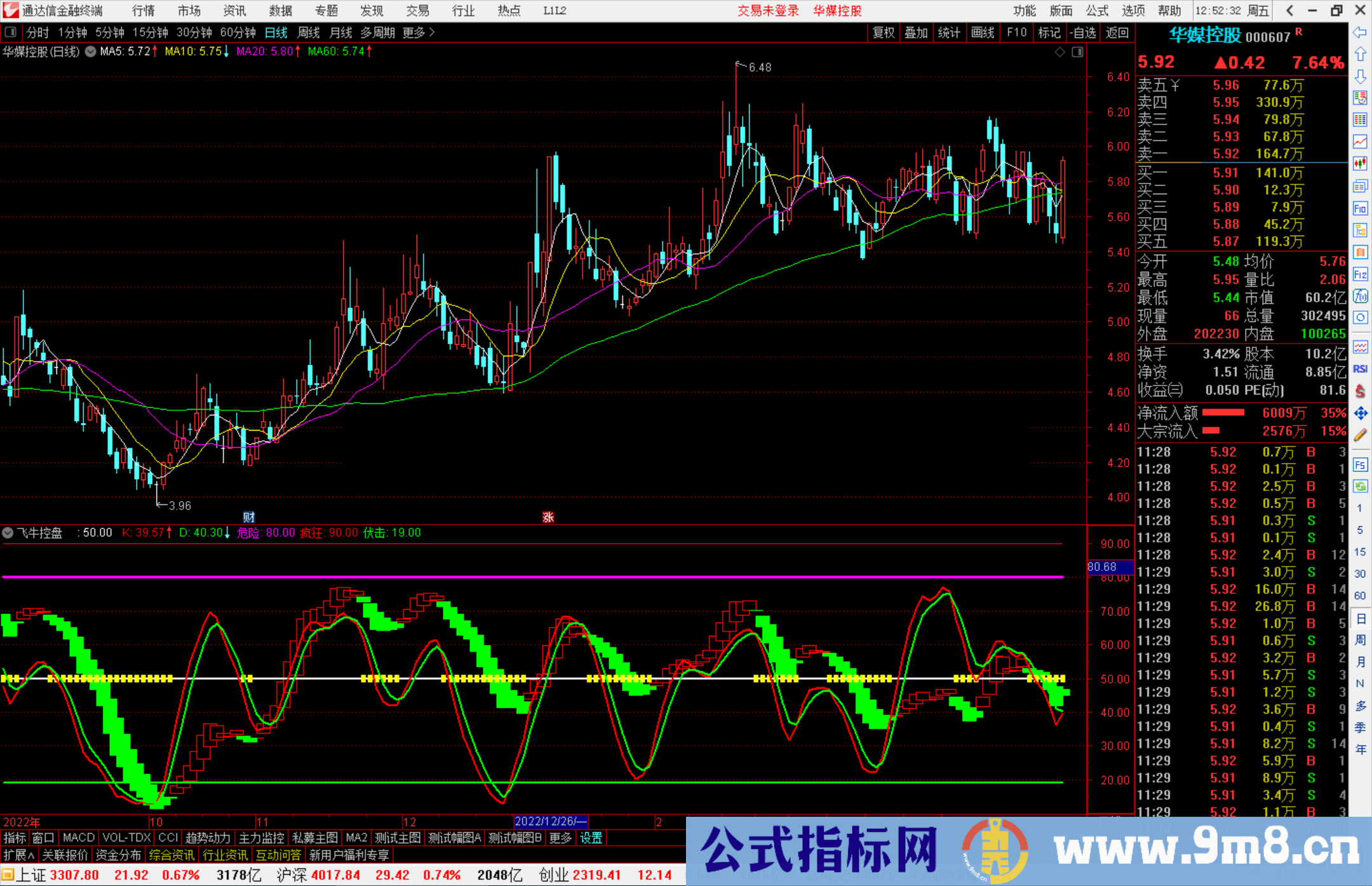 通达信 飞牛控盘副图指标公式源码