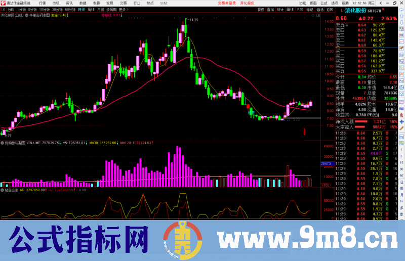 通达信机构参与副图指标公式源码