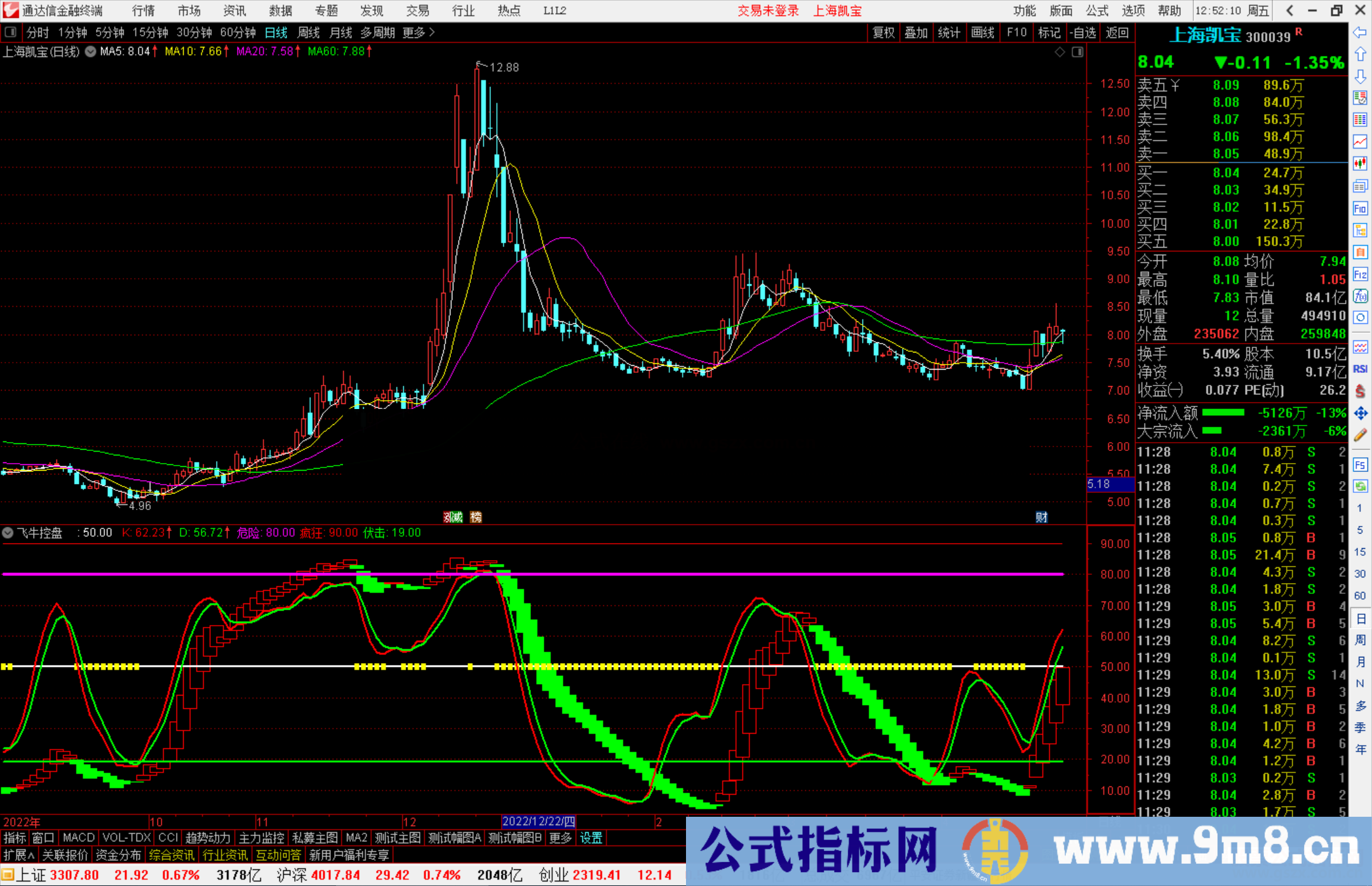 通达信 飞牛控盘副图指标公式源码