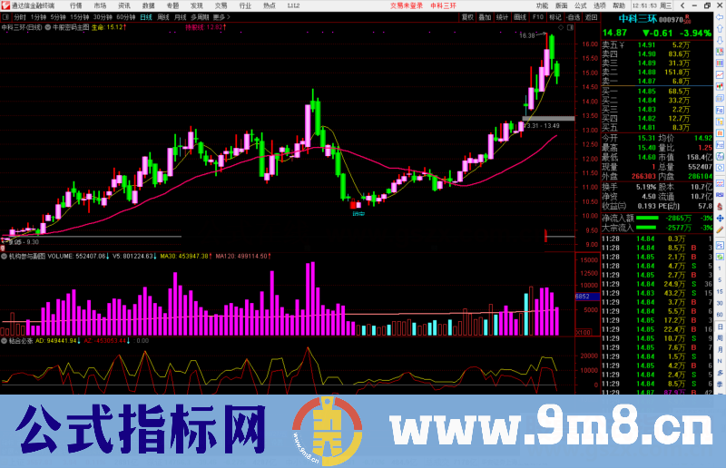 通达信机构参与副图指标公式源码