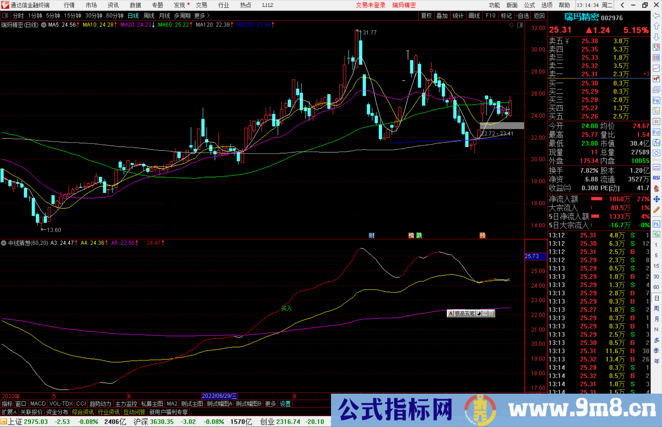 通达信中线猜想副图/选股 源码无未来 