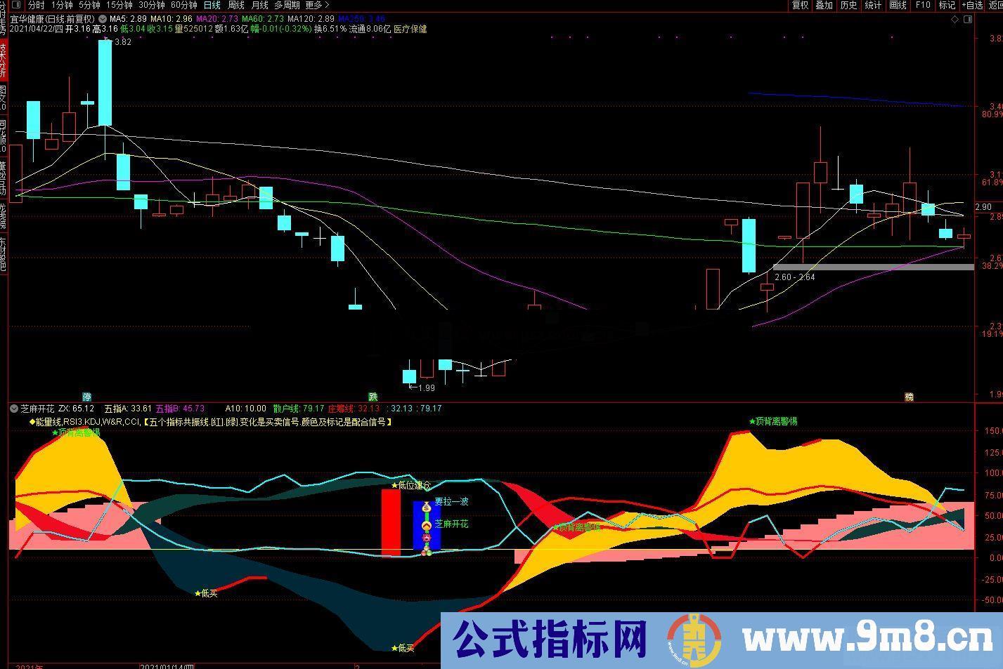 通达信芝麻开花 要拉一波副图指标 源码