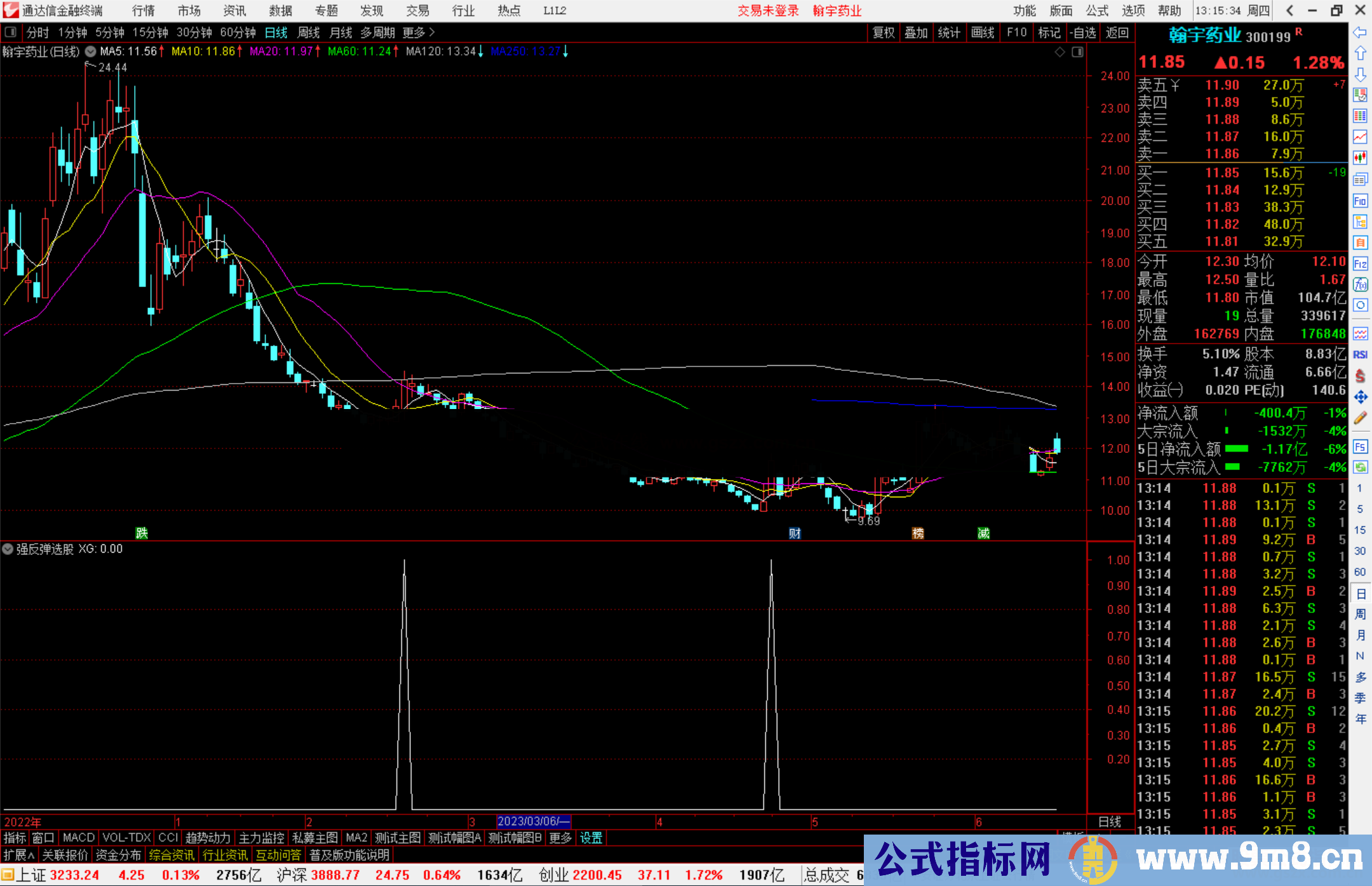 通达信强反弹选股指标公式源码副图