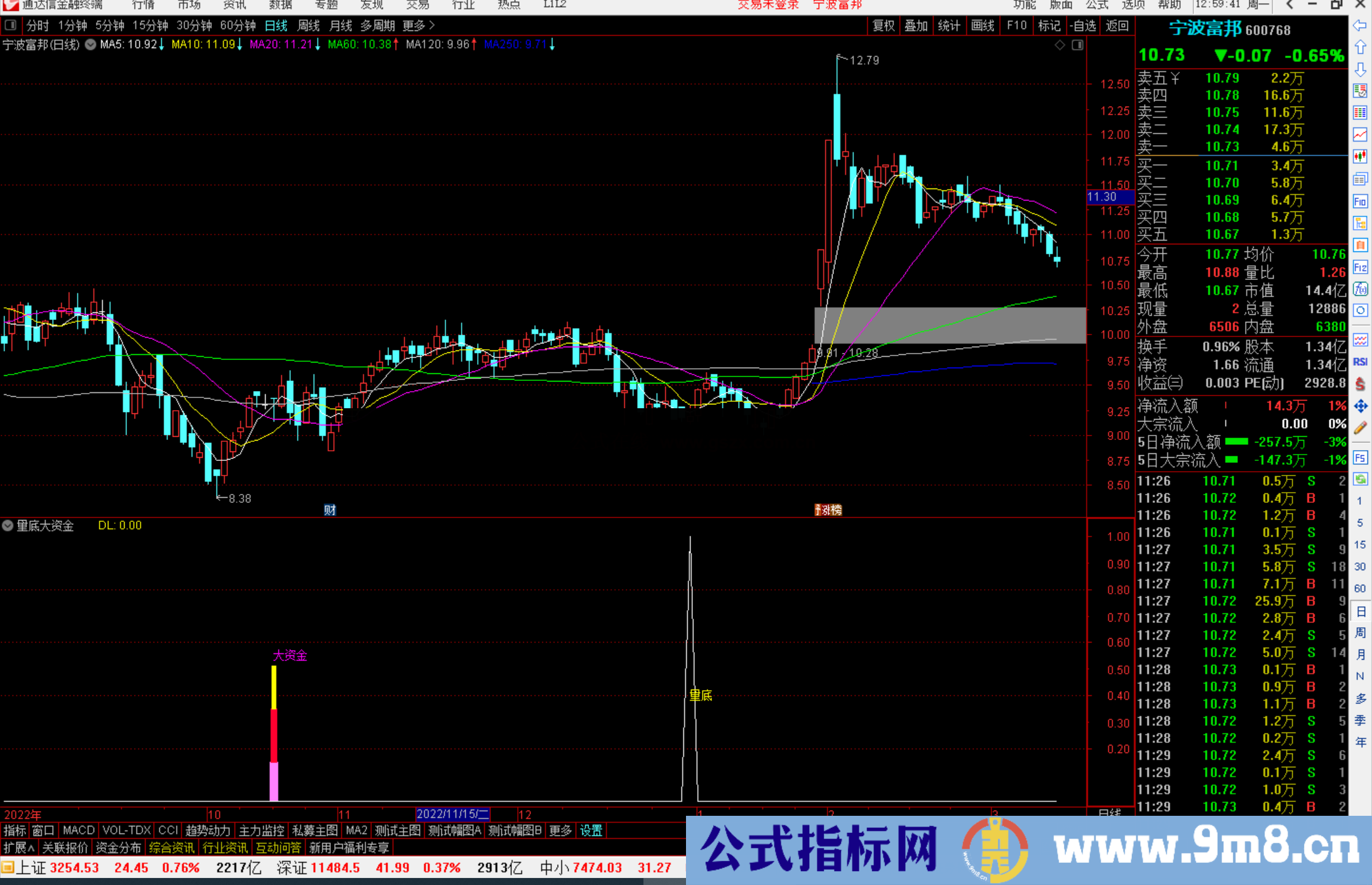 通达信量底大资金副图指标抄底类指标