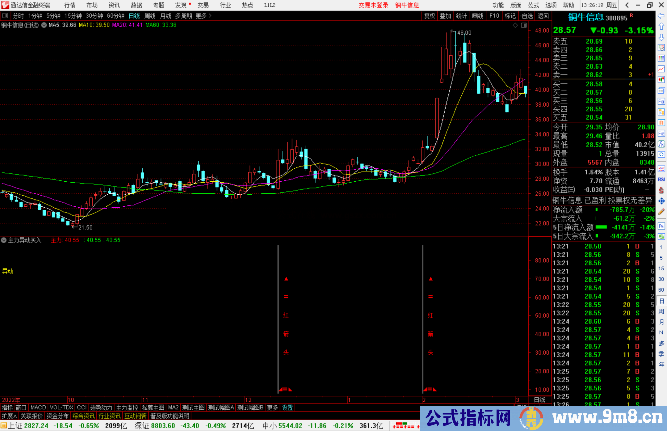 通达信主力异动买入指标公式源码副图