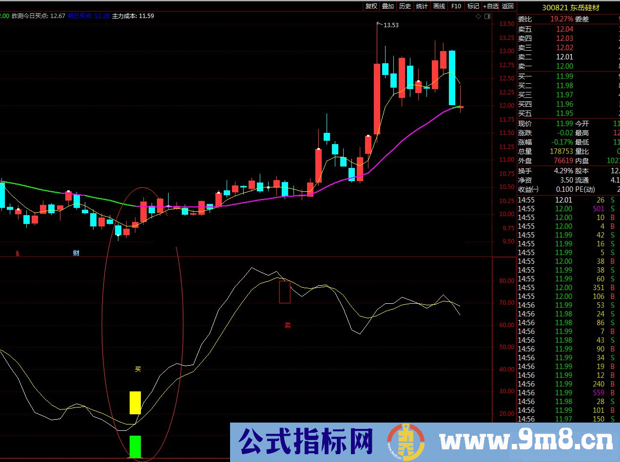 通达信买卖抄底提示提前介入机会的副图指标 源码