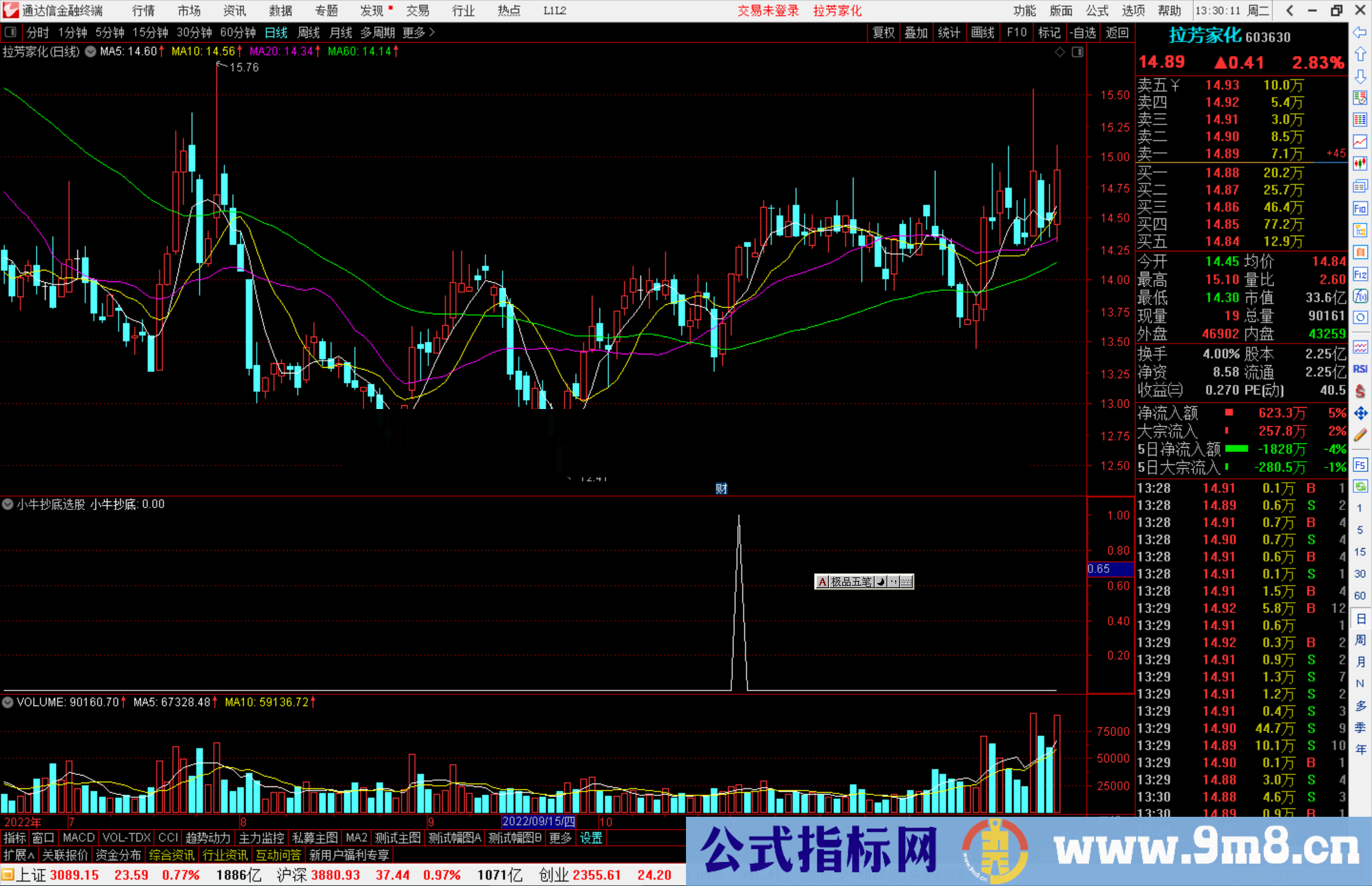 通达信小牛抄底选股指标公式源码副图