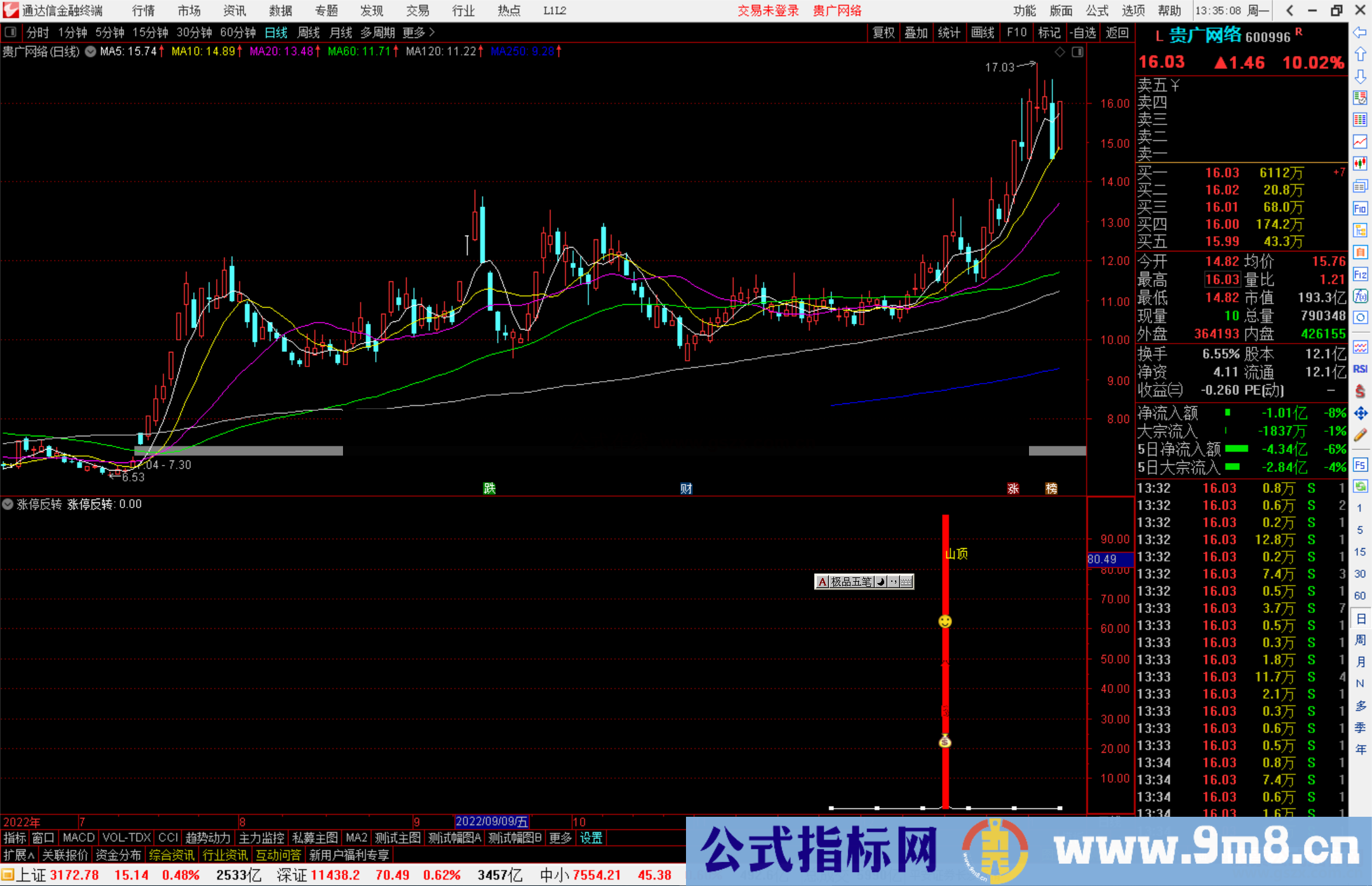 通达信涨停反转指标公式源码副图