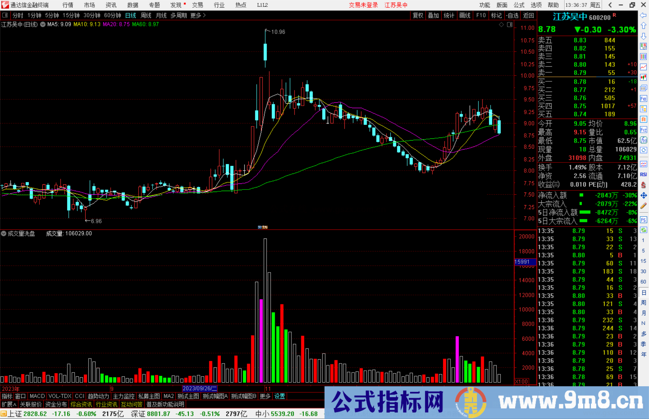 通达信成交量洗盘指标公式源码副图