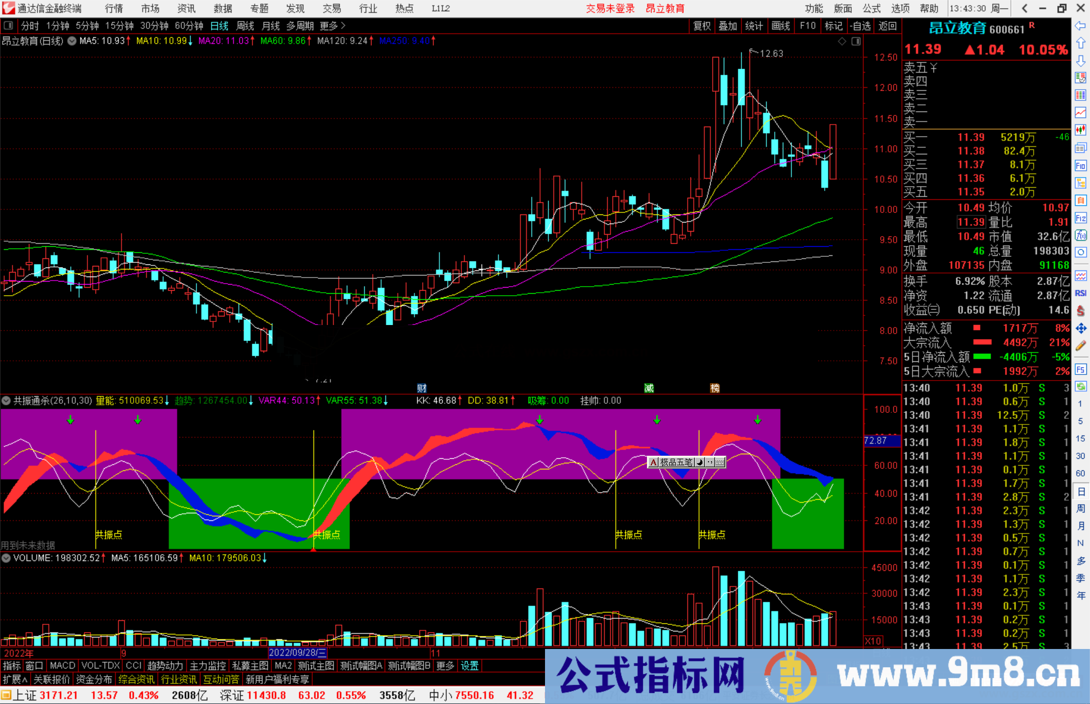 通达信共振通杀指标公式源码副图