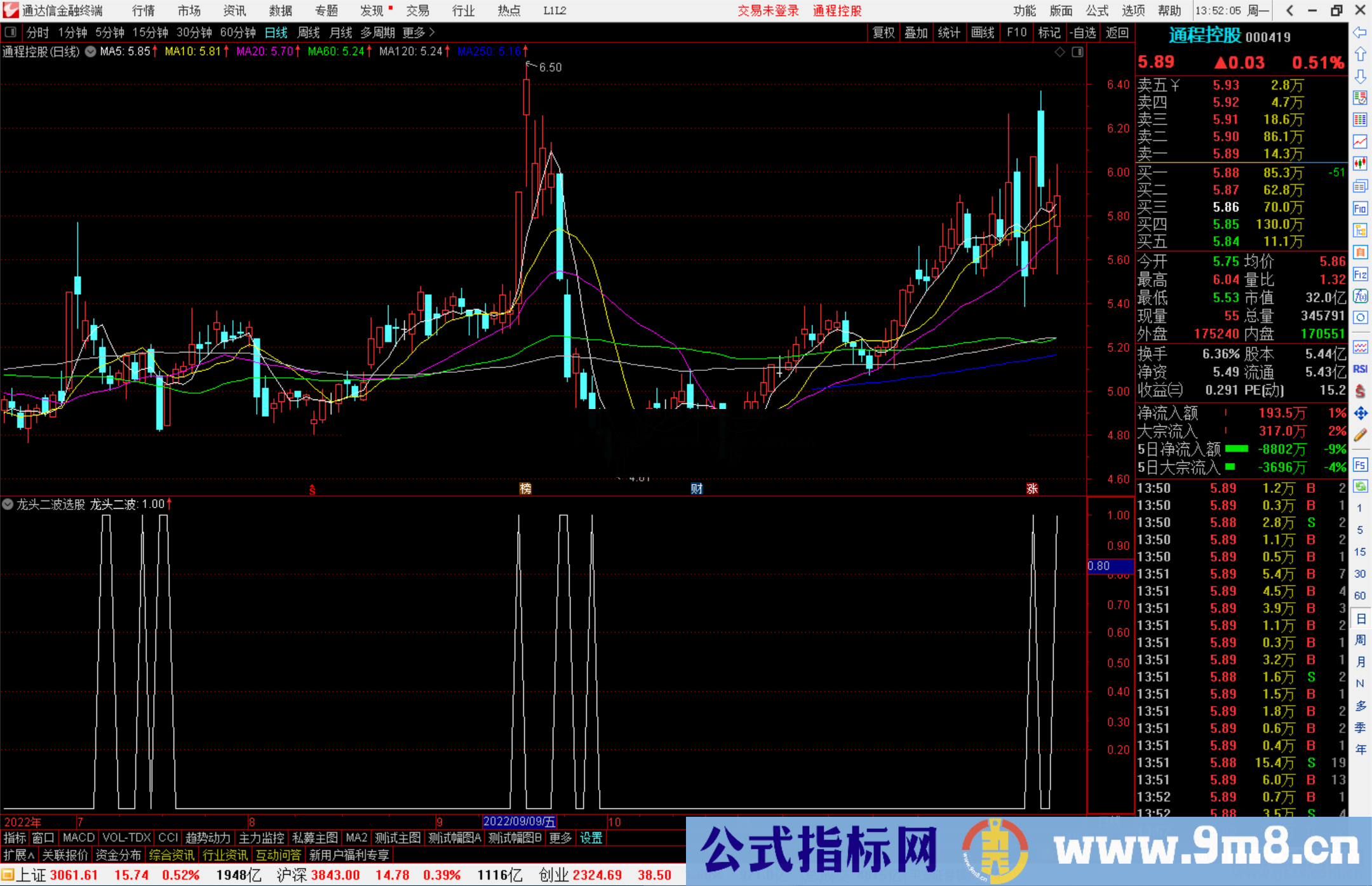 通达信龙头二波选股指标公式源码副图