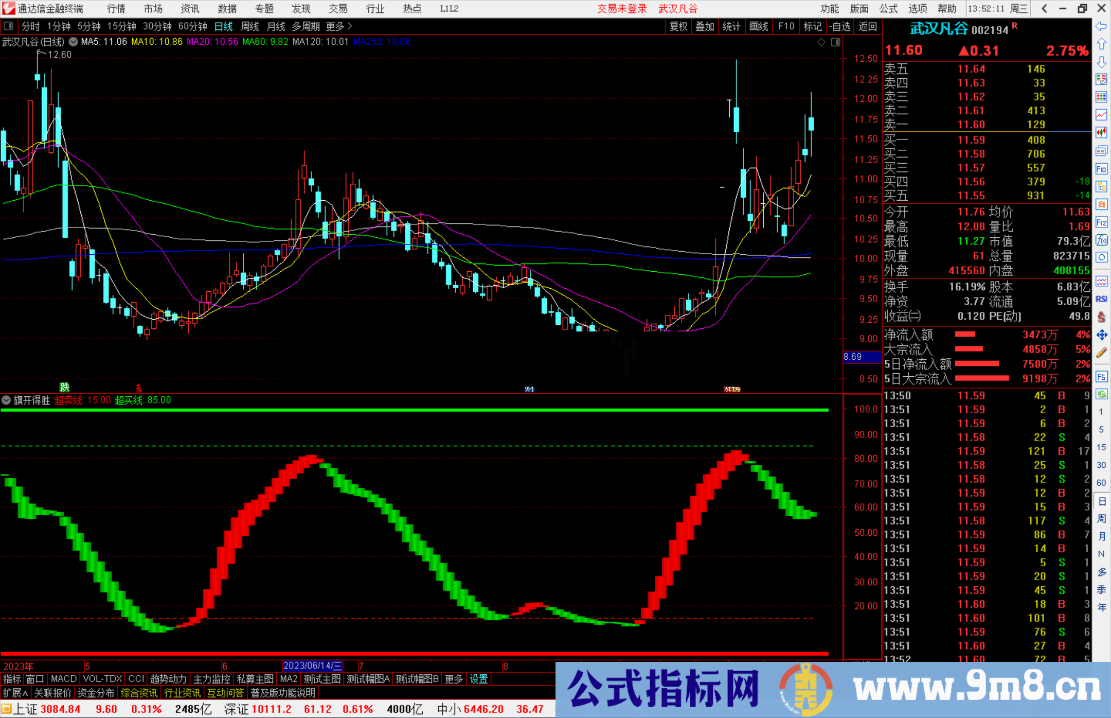 通达信旗开得胜副图公式源码