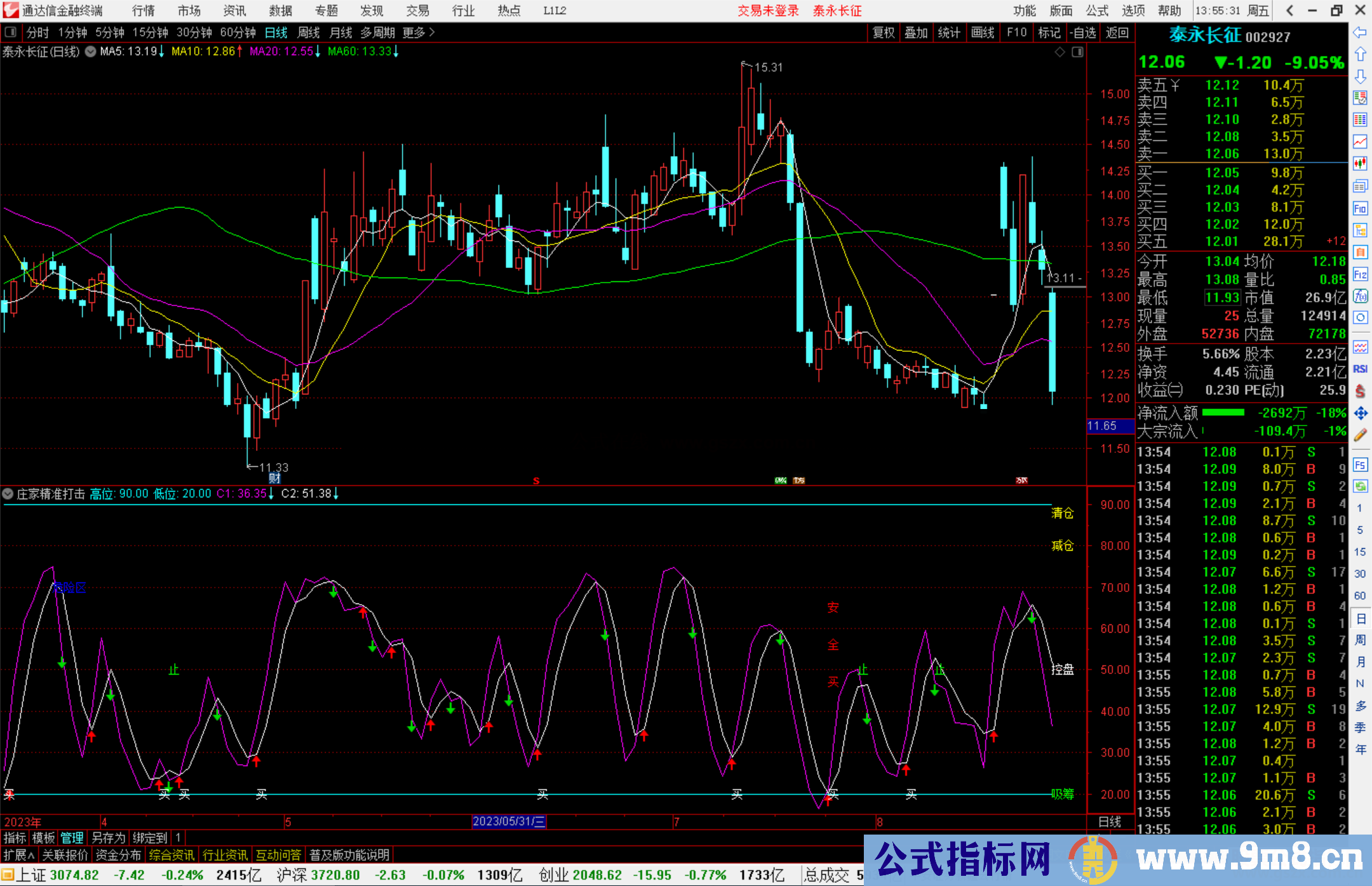 通达信庄家精准打击指标副图源码