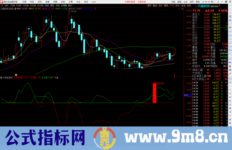 通达信大资金活动 抄底信号准确副图指标公式源码 