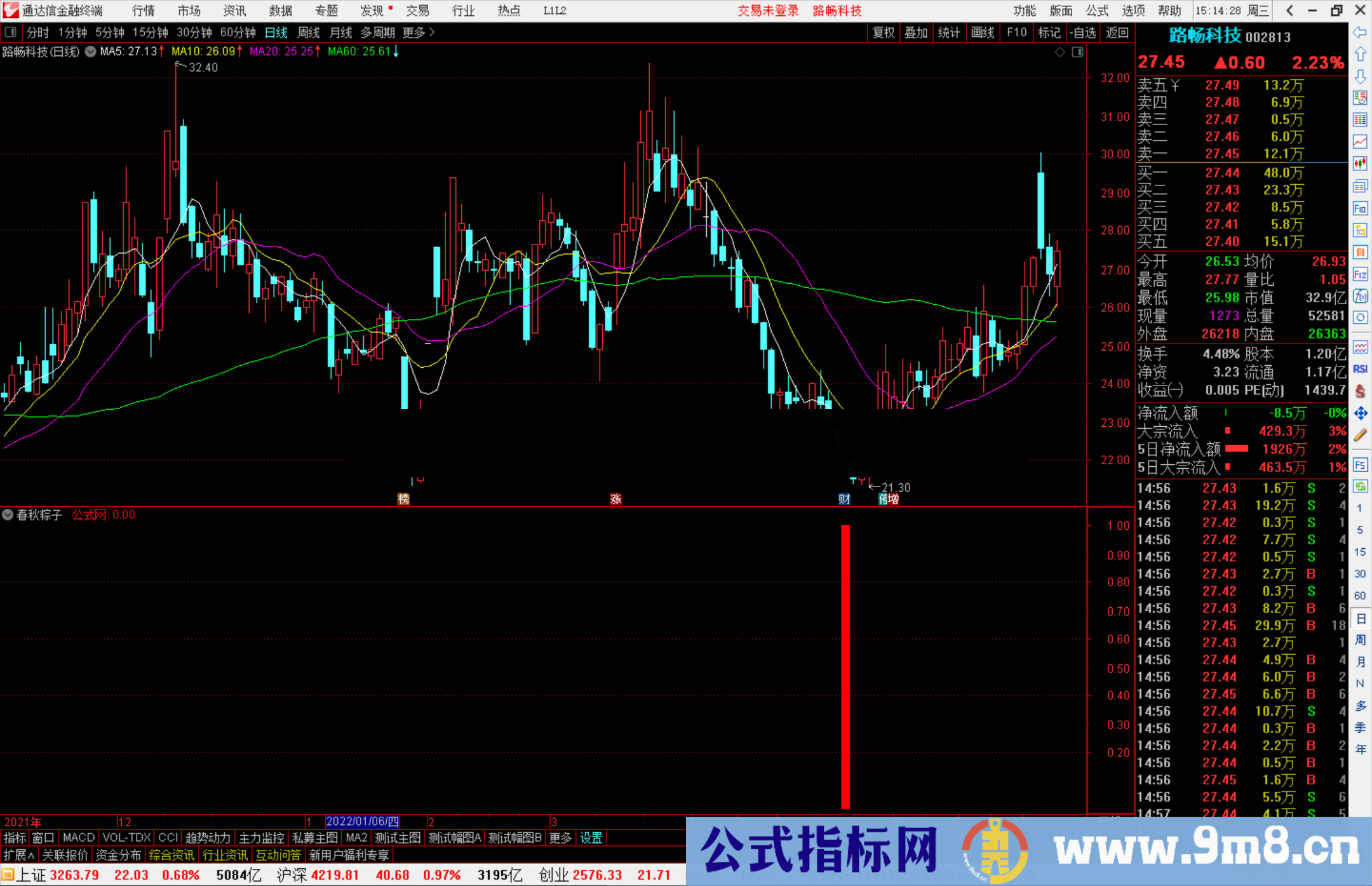 通达信《春秋粽子》副图指标 源码