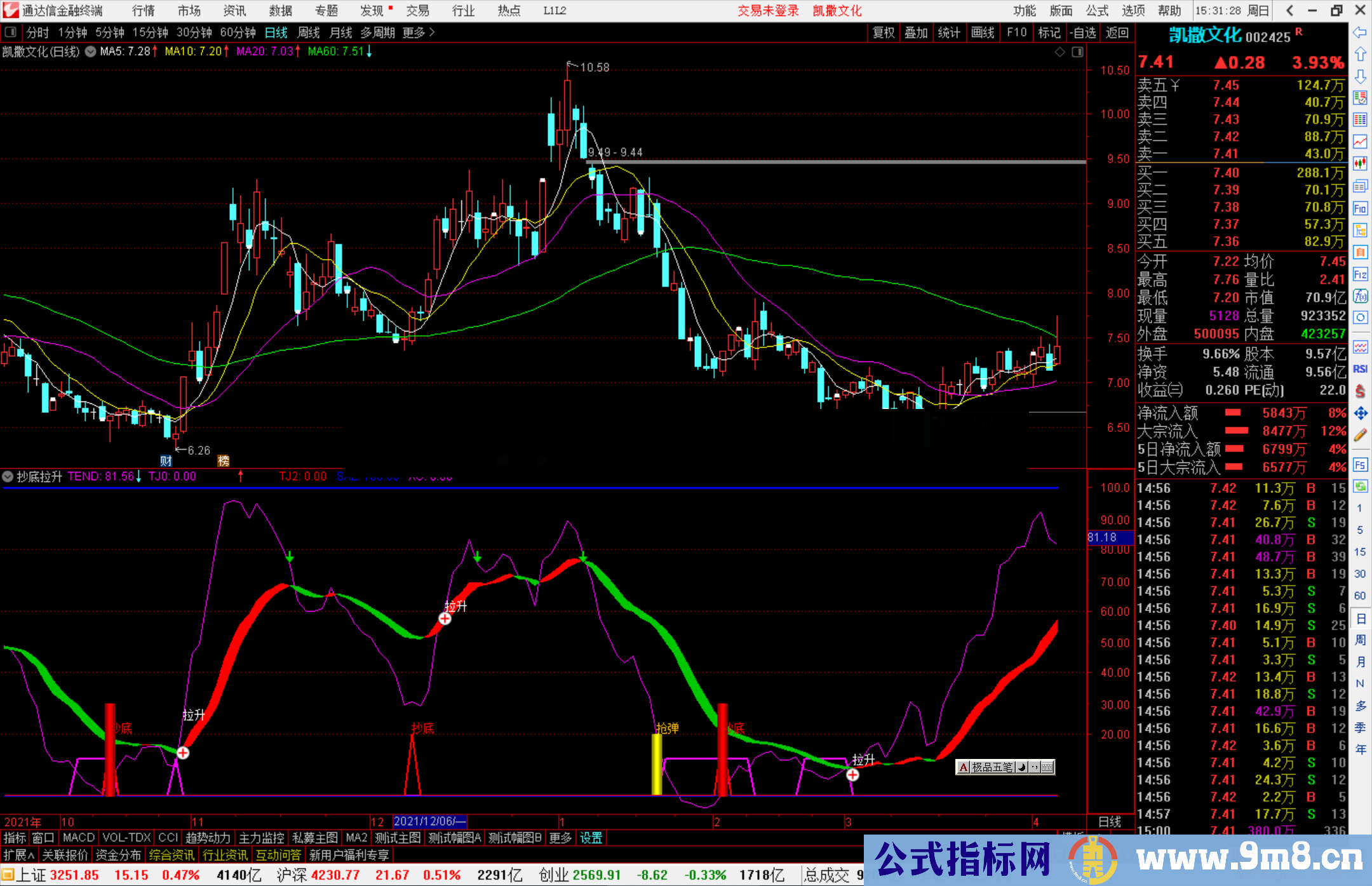 通达信抄底拉升副图指标公式源码 