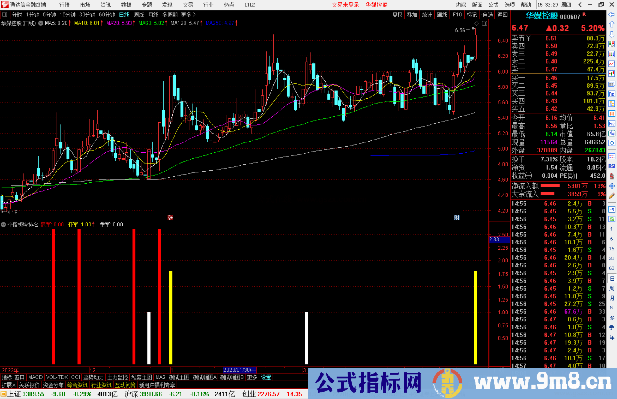 通达信个股板块排名指标公式源码副图