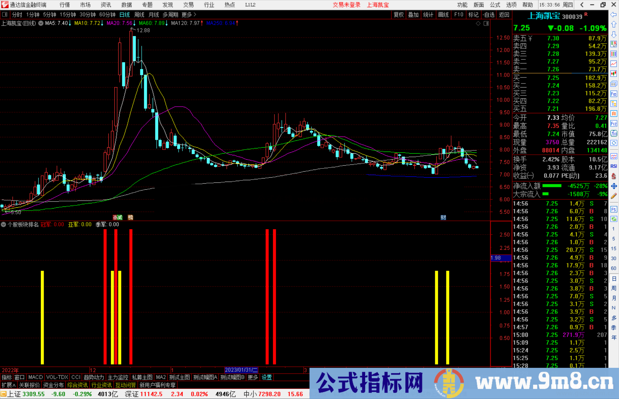 通达信个股板块排名指标公式源码副图