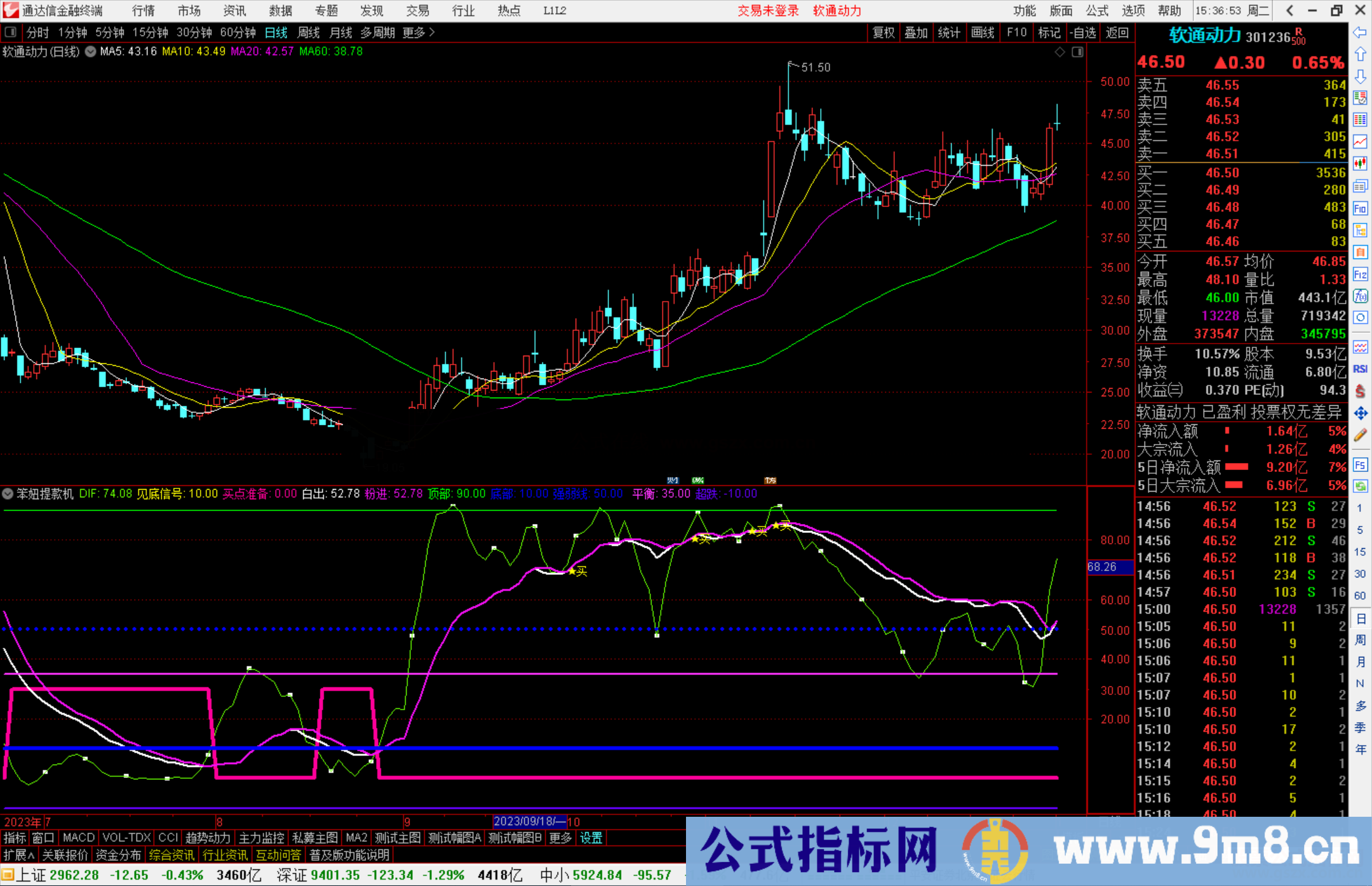 通达信笨妞提款机指标公式源码副图