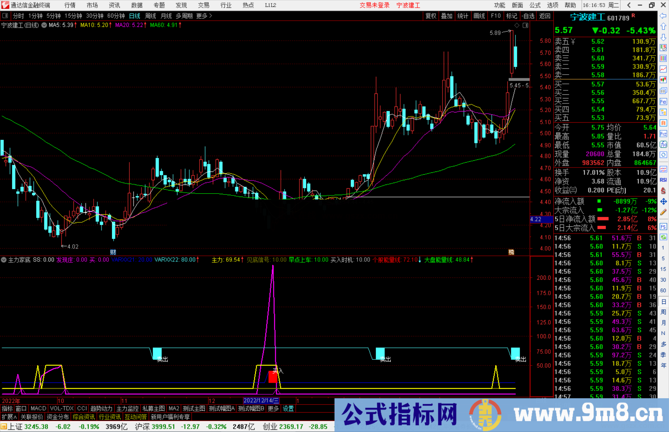 通达信主力家底副图指标公式源码