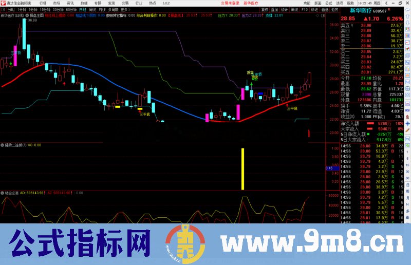 通达信强势二连板 强势股一网打尽副图源码