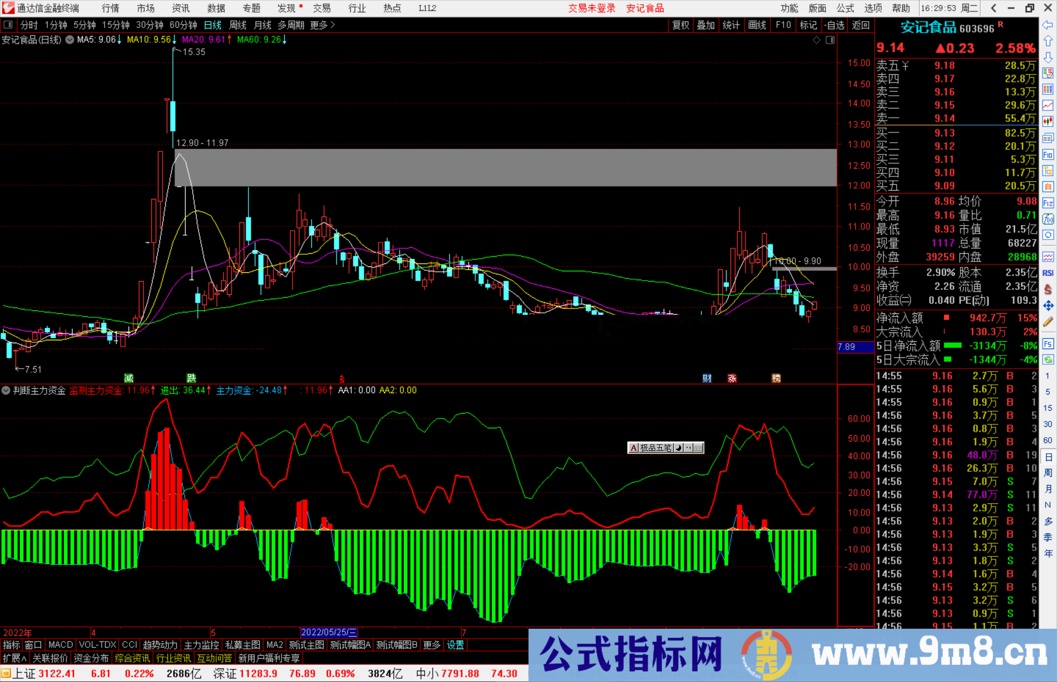 通达信判断主力资金进出指标公式源码副图