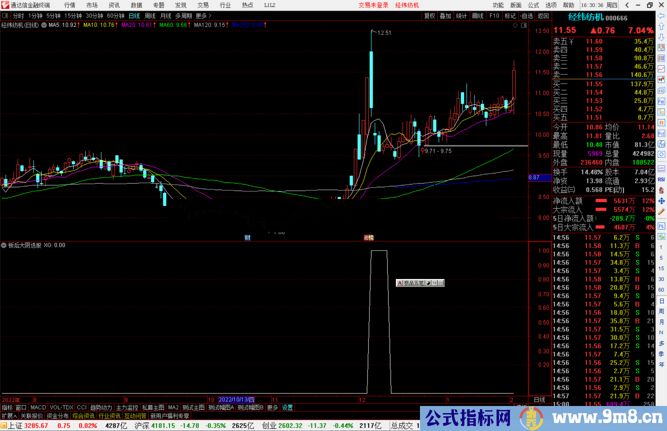 通达信板后大阴选股指标公式源码副图