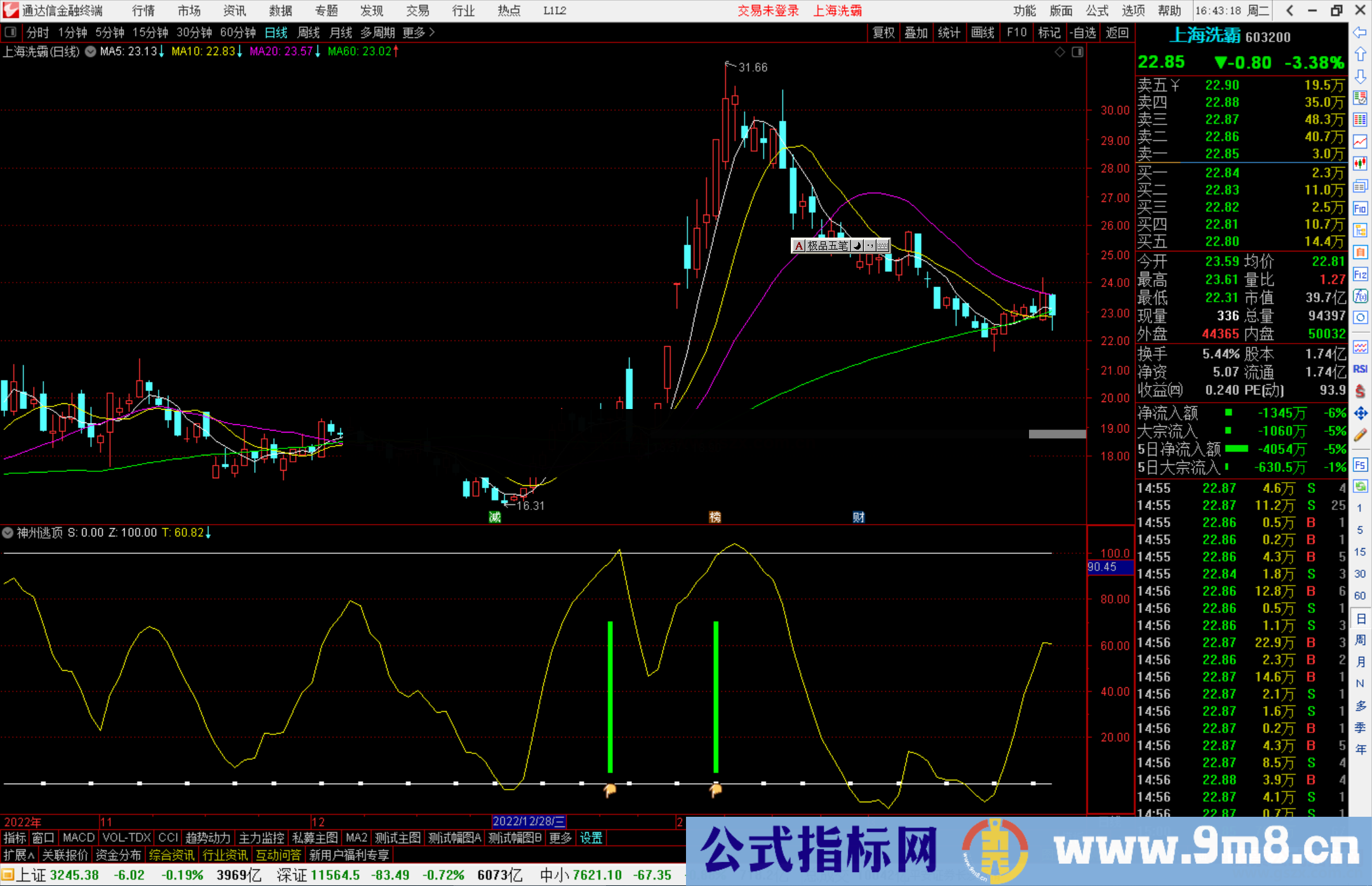 通达信神州逃顶指标公式源码