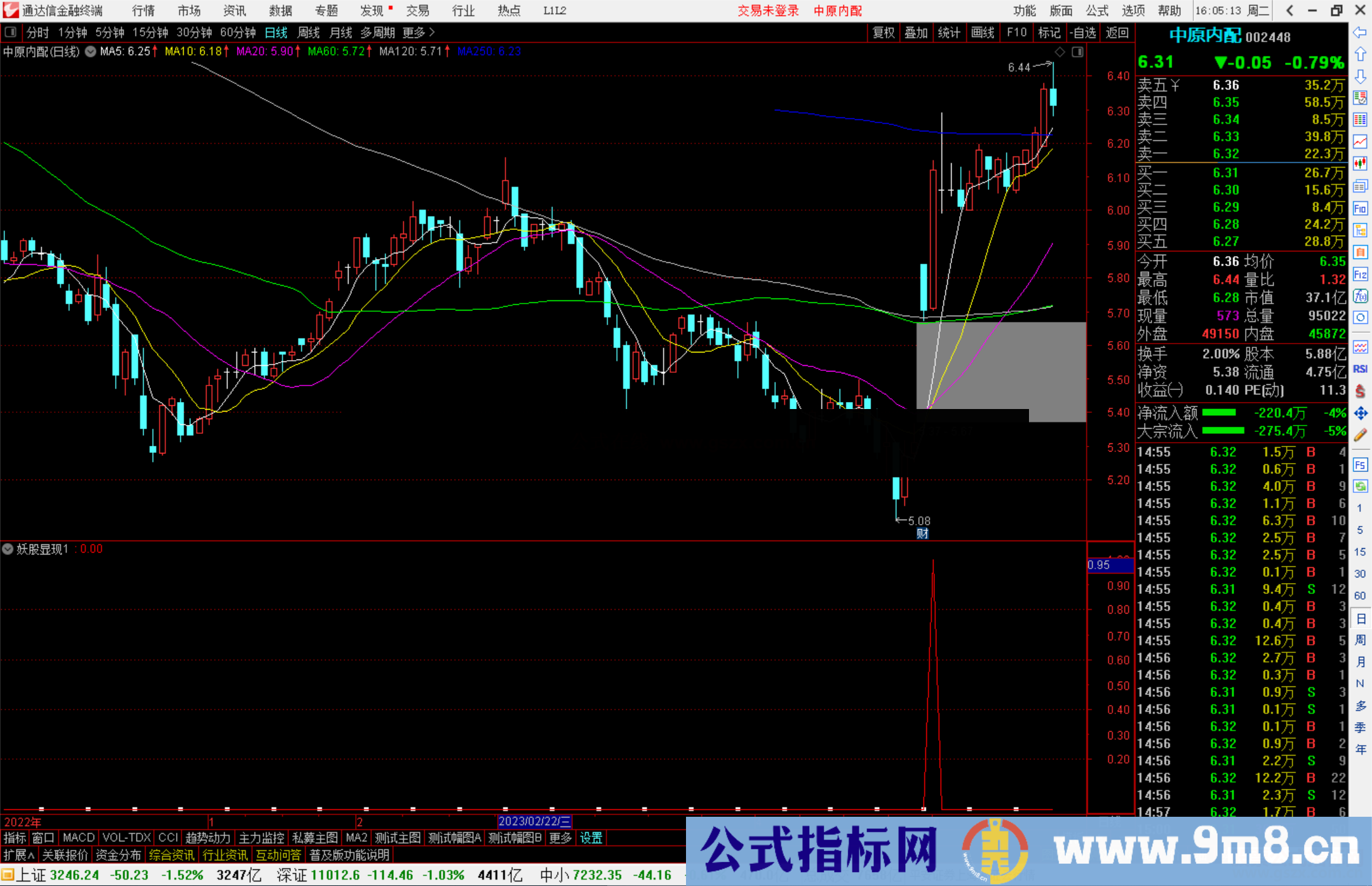 通达信妖股显现副图 副图指标公式源码