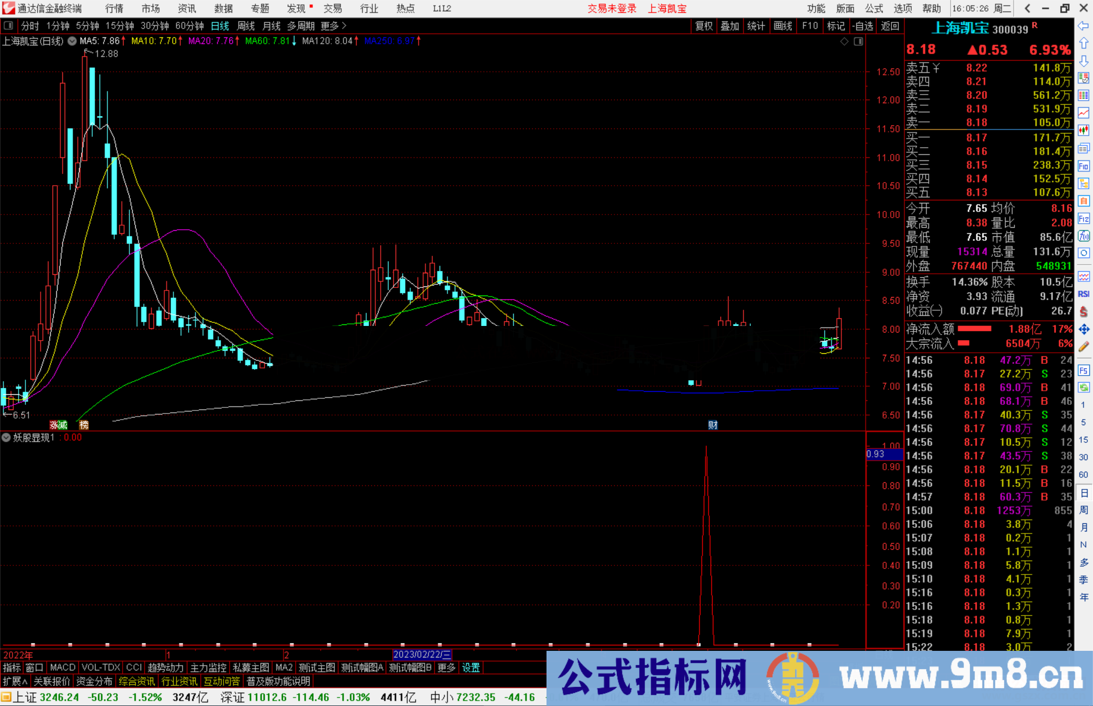 通达信妖股显现副图 副图指标公式源码