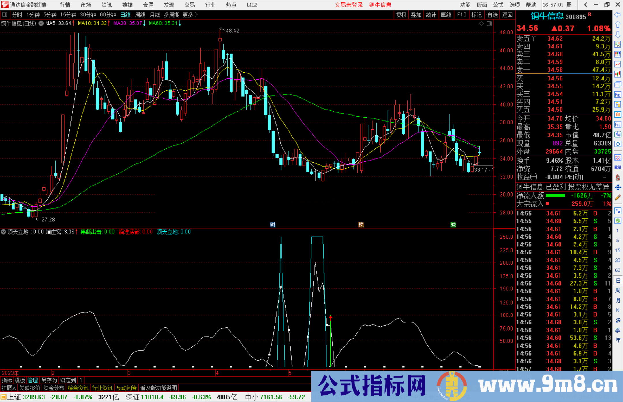 通达信顶天立地，经典指标，瞄准底部 果断买入 副图+选股