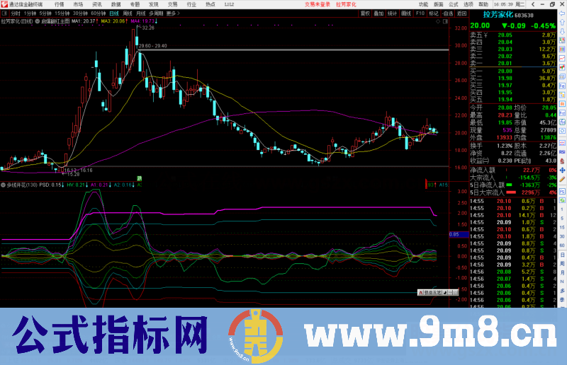 通达信多线开花+钱袋启动选股预警指标公式源码 