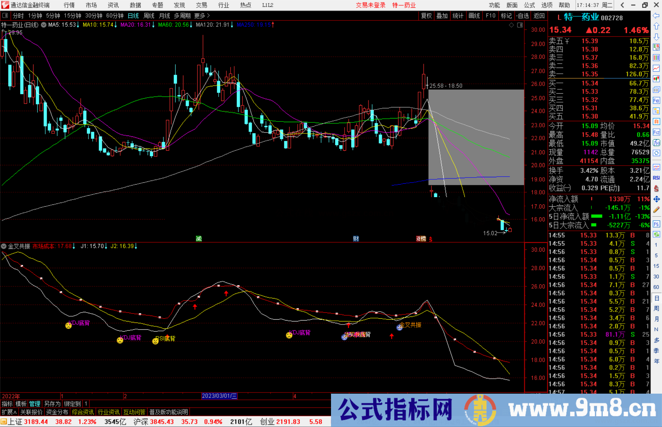 通达信金叉共振指标公式源码副图