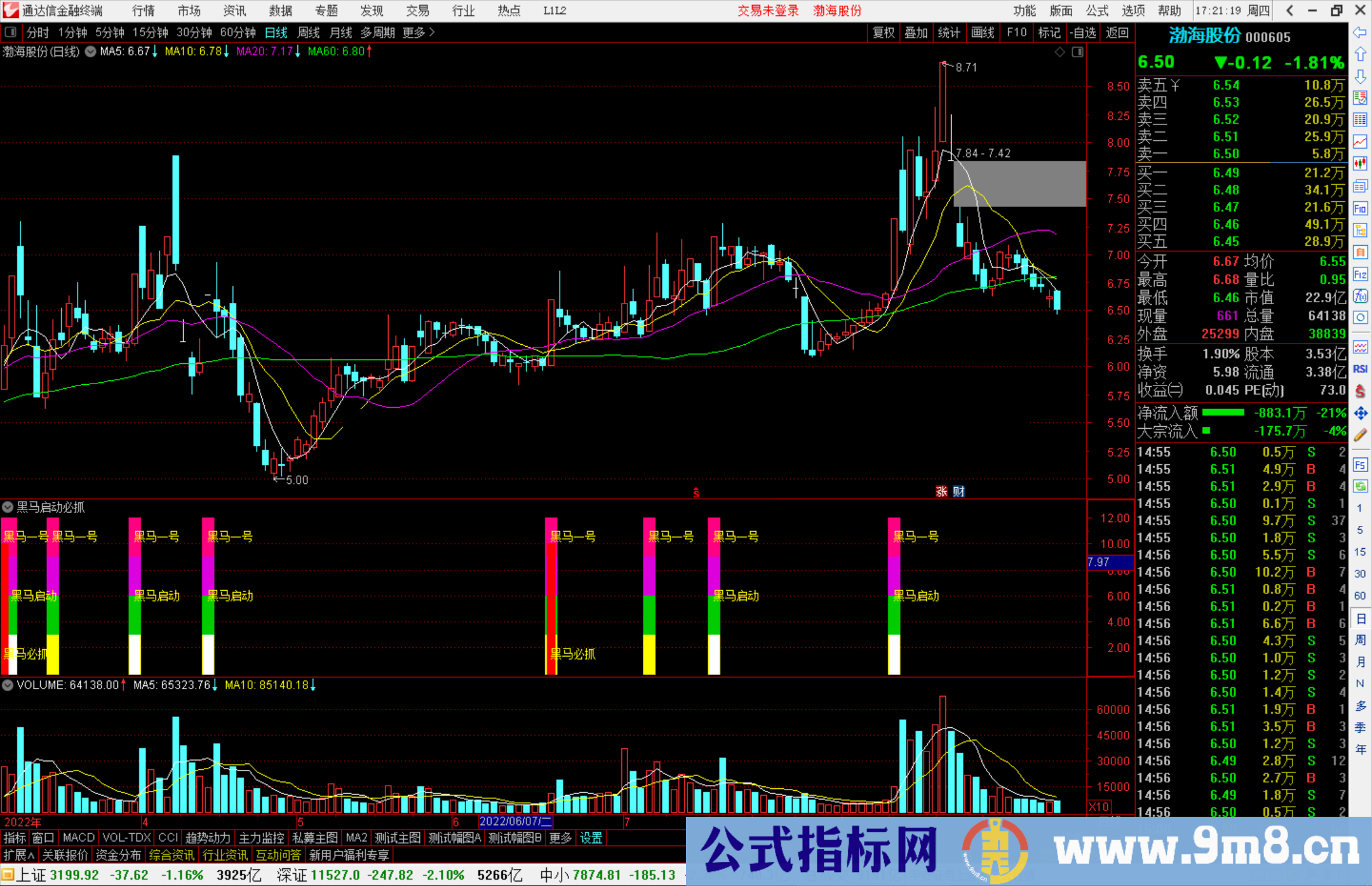 通达信黑马启动必抓指标公式源码副图