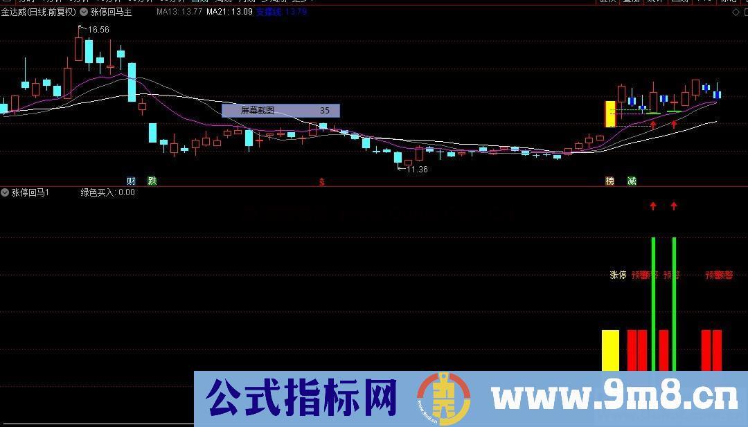 涨停回马（源码 副图 通达信）